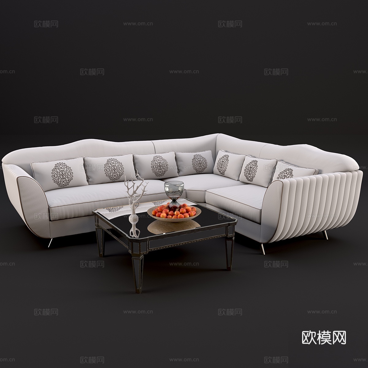 角落沙发 Keoma salotti 新古典主义，咖啡桌3d模型下载