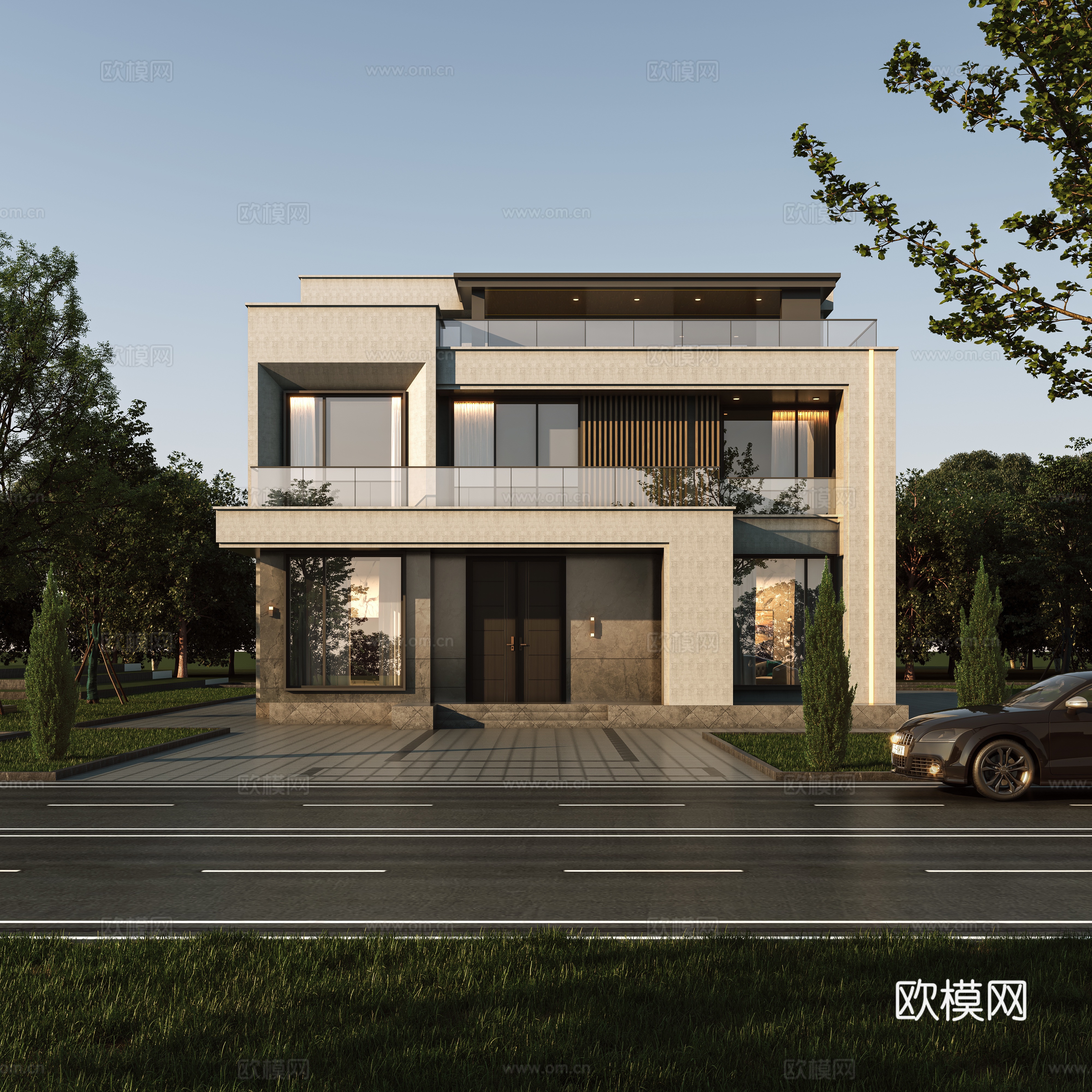 现代独栋别墅3d模型下载