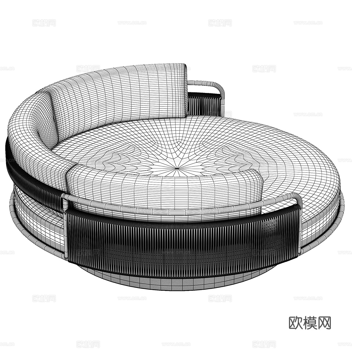 新中式户外休闲圆形沙发3d模型下载（渲染图3）