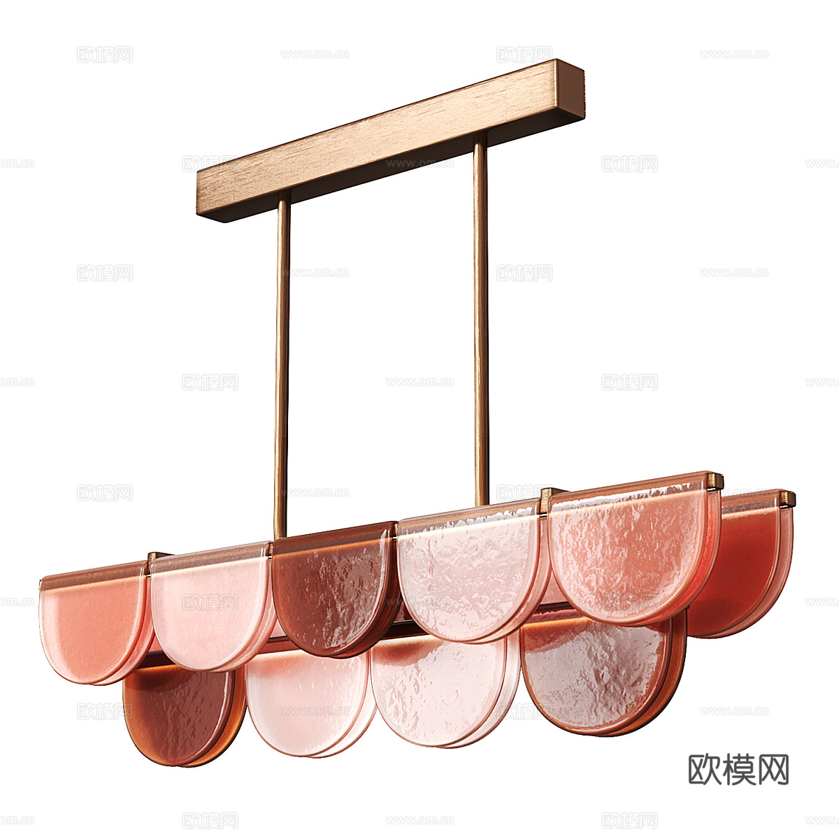 新中式轻奢粉色穆拉诺玻璃装饰吊灯3d模型
