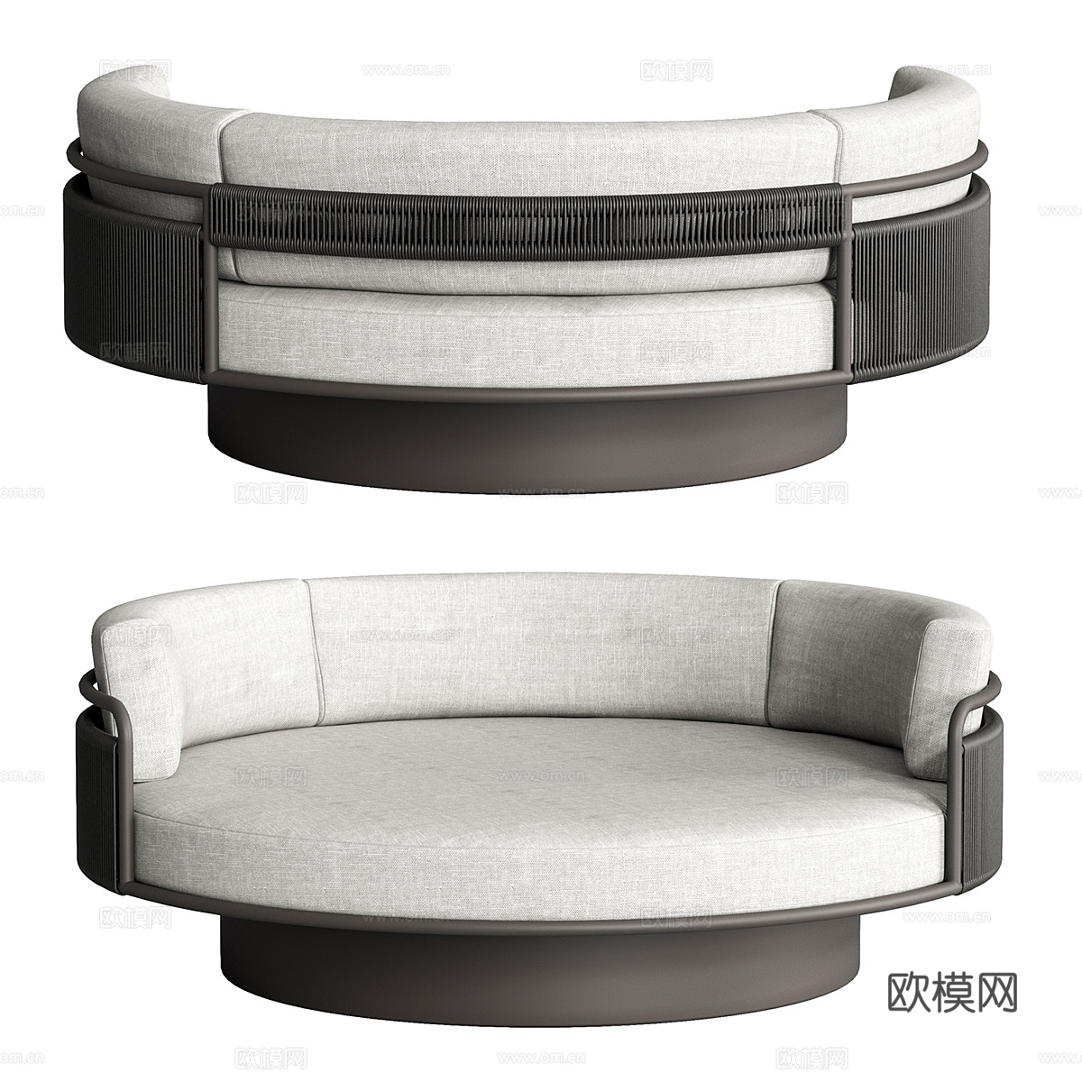 新中式户外休闲圆形沙发3d模型下载（渲染图2）