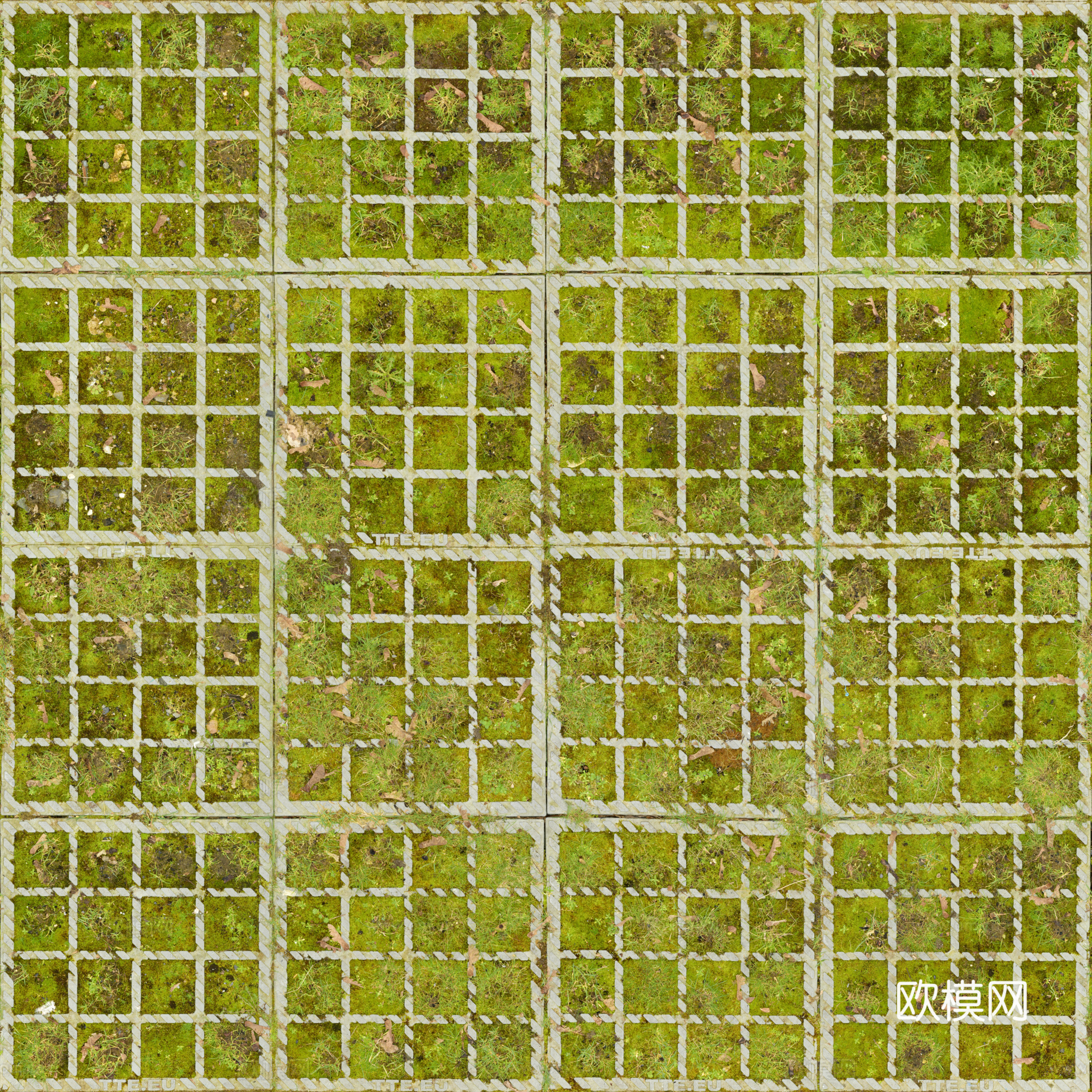 植草砖铺路石户外地面 PBR材质贴图 2K