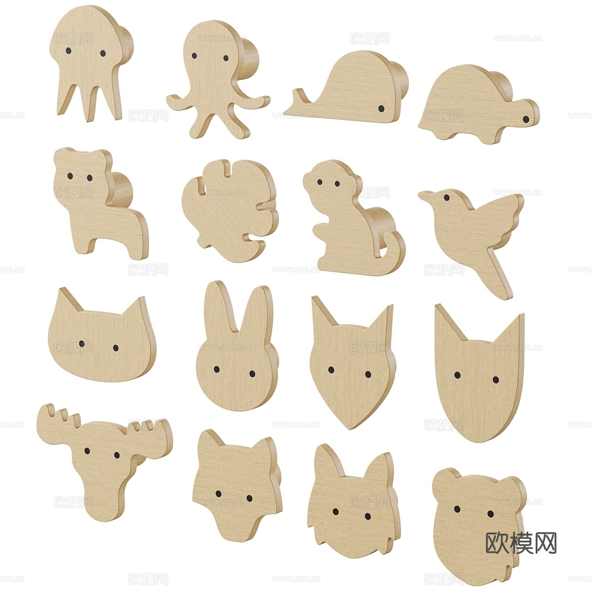 儿童家具把手和墙钩3d模型下载