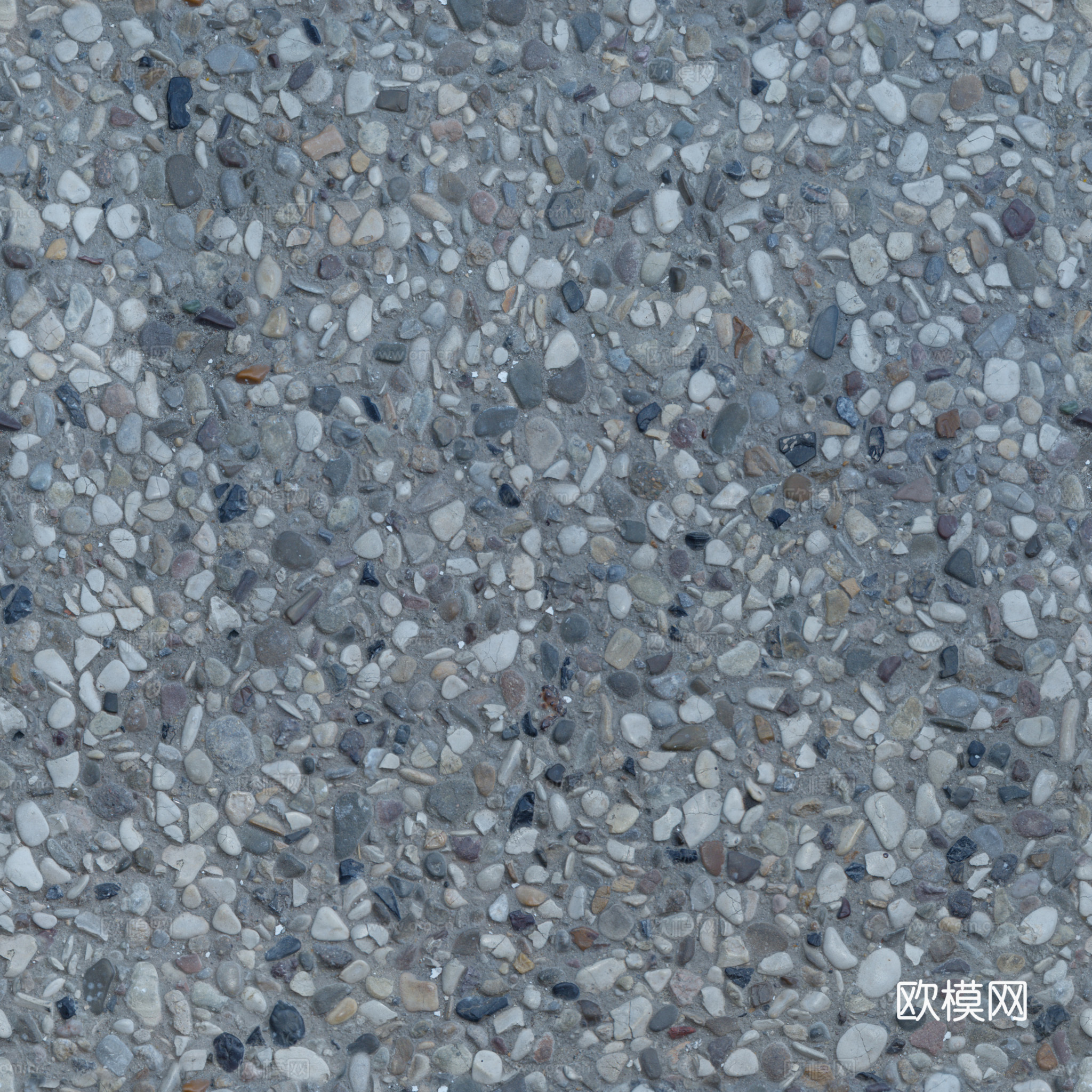 砾石地碎石地鹅卵石地铺路石地面 PBR材质贴图 2k