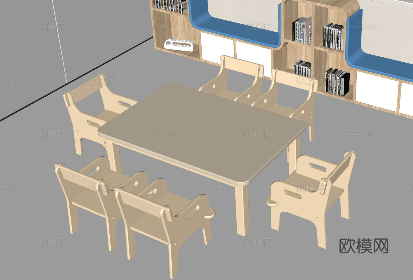 儿童学习桌椅 幼儿园家具 童趣家具 早教家具 儿童活动区su模型