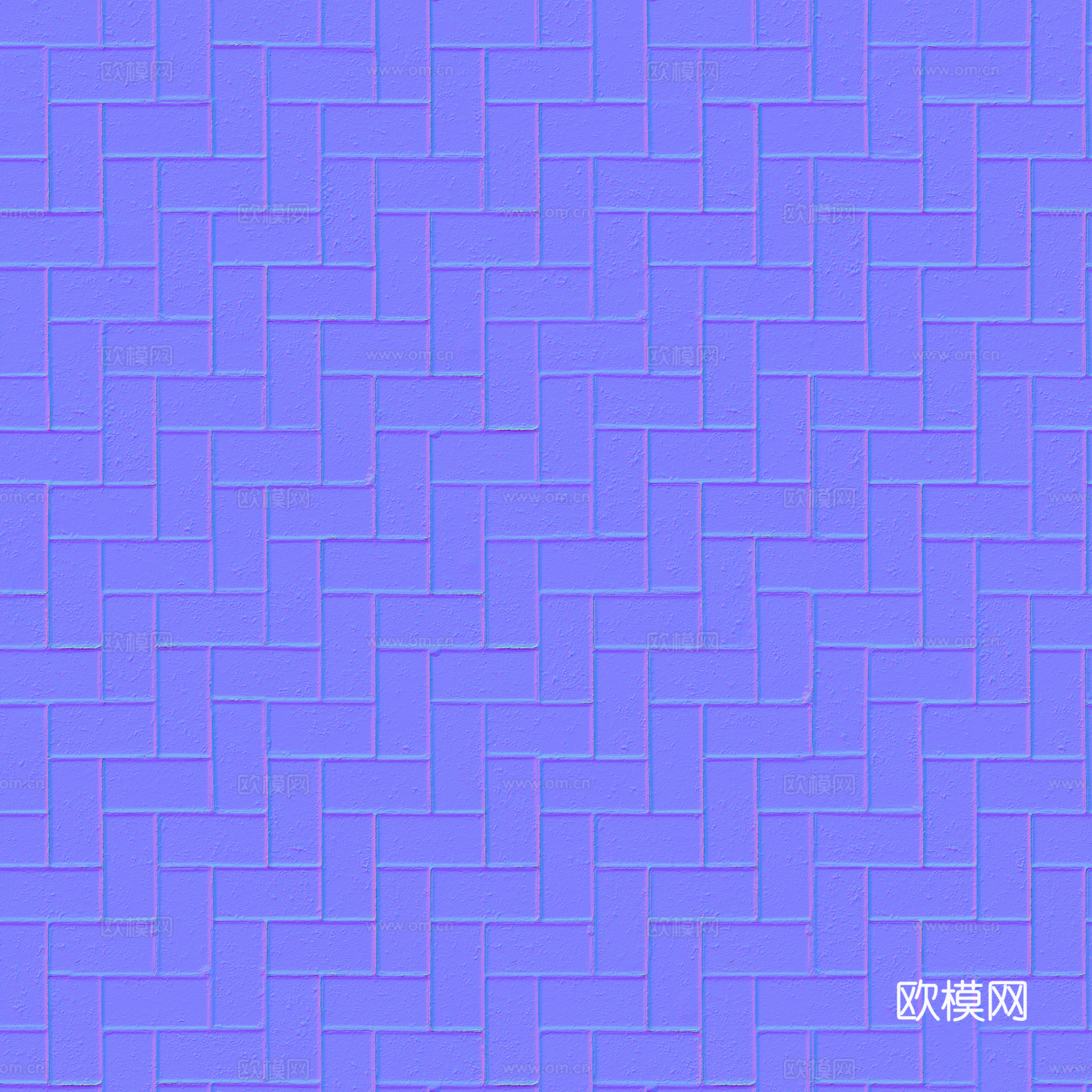 无缝土色水泥砖户外砖铺路石铺路砖 PBR材质贴图 2k