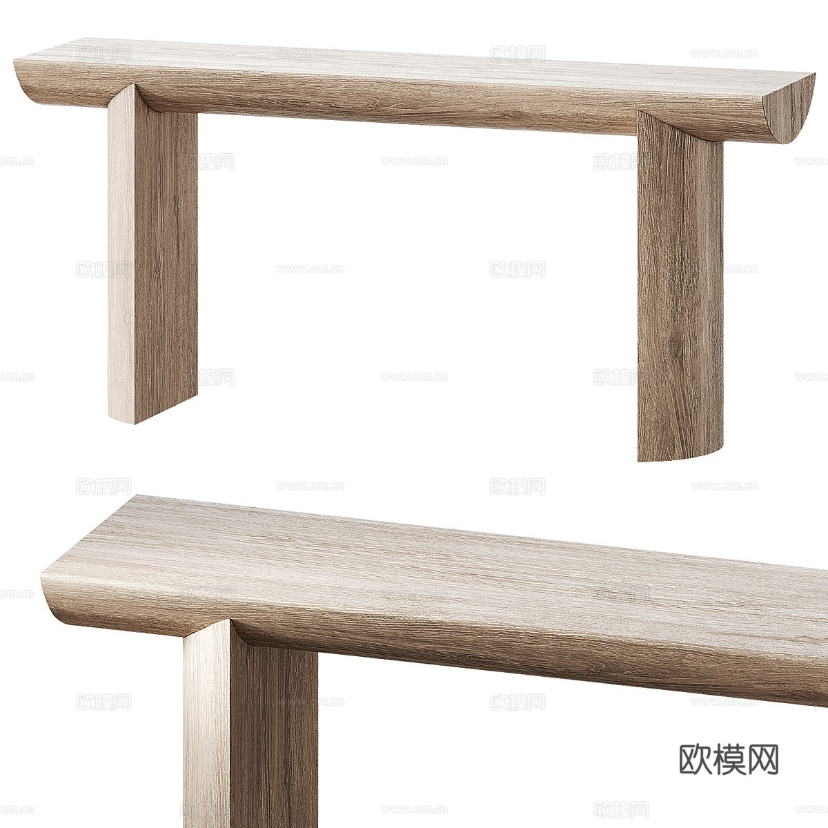 新中式实木端景台 玄关桌3d模型下载（渲染图1）