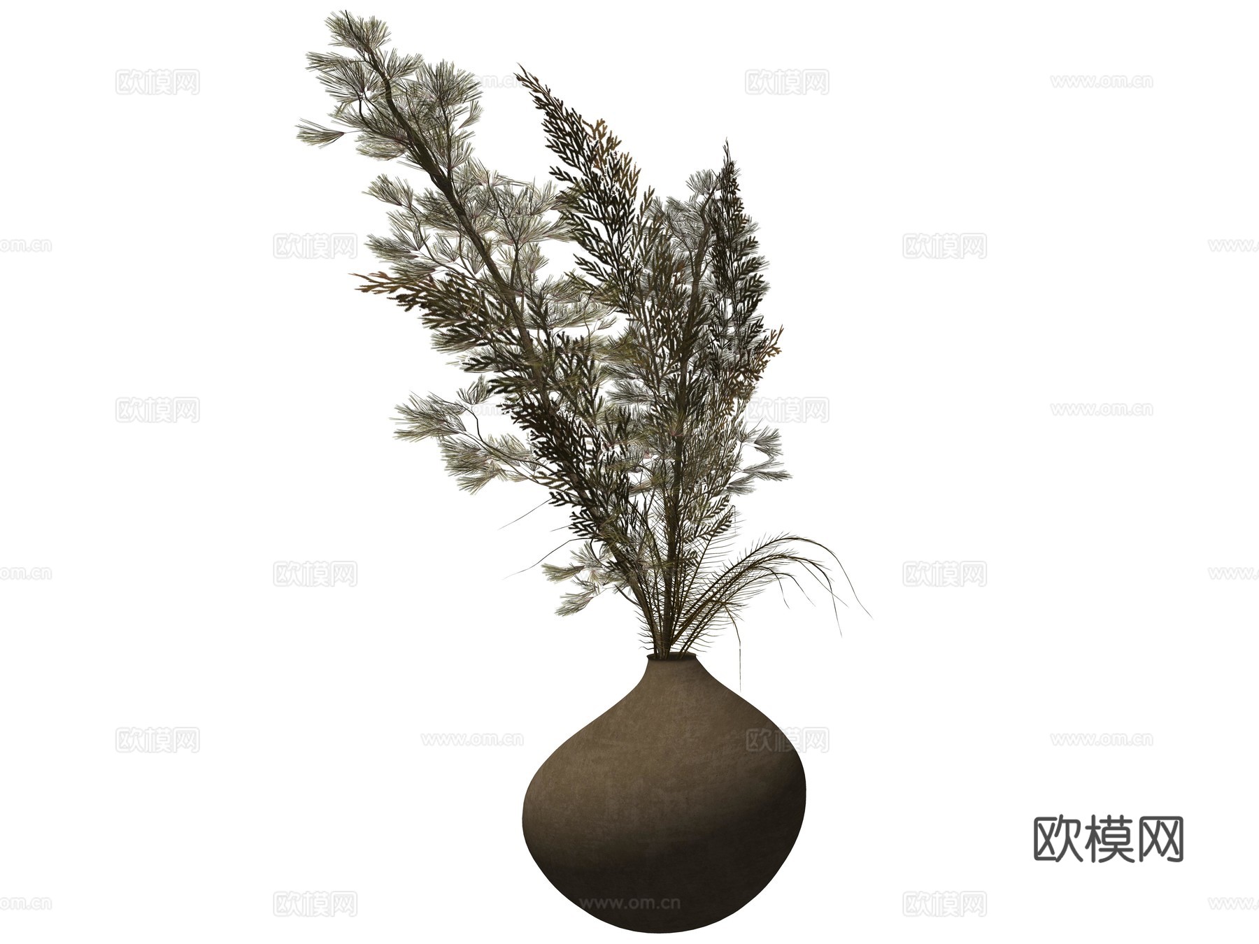 现代花瓶花艺植物装饰摆件su模型