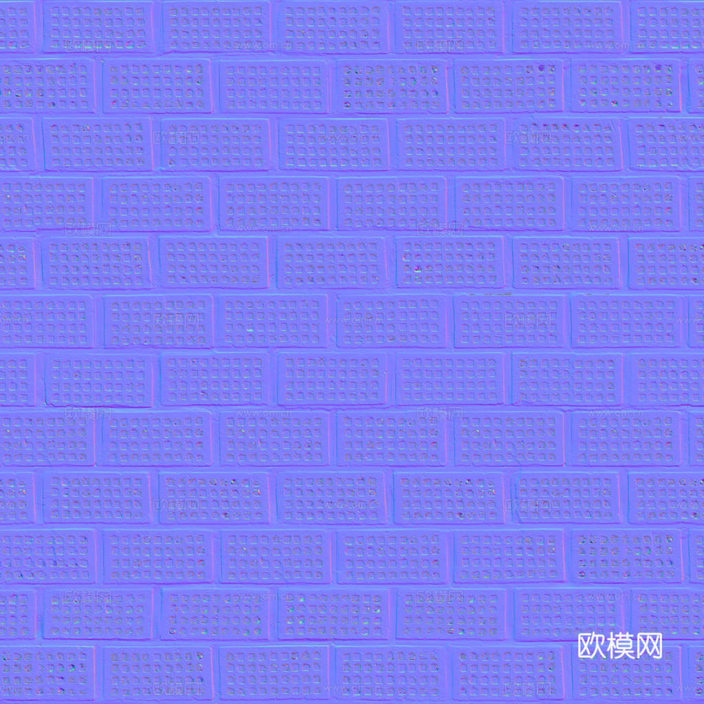 无缝红砖砖墙空心砖 PBR材质贴图 1k