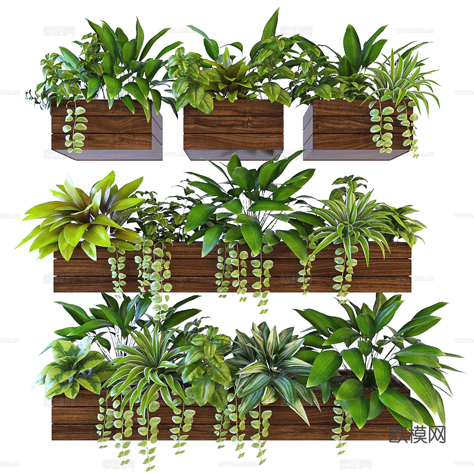 现代花盆 花坛花体 绿植花箱 室外绿植堆su模型