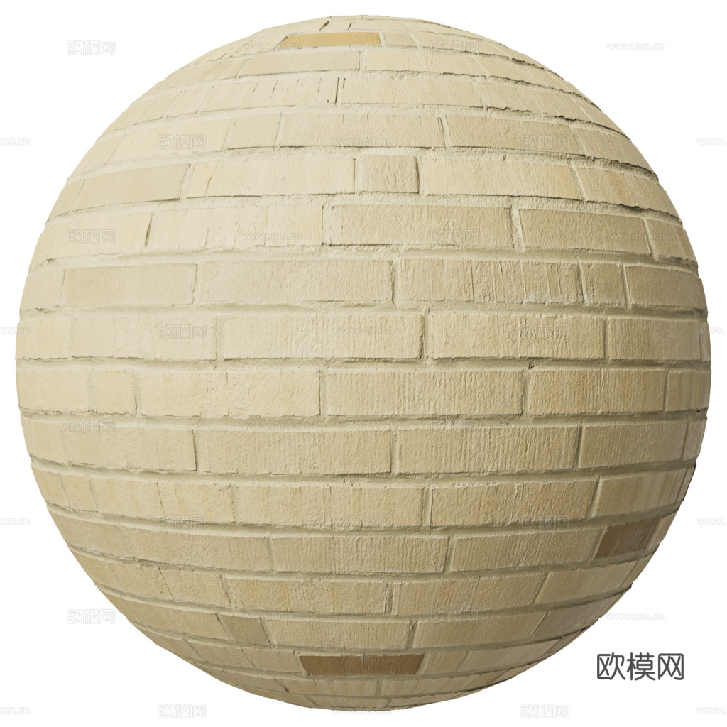 无缝土黄色砖墙 PBR材质贴图 1k