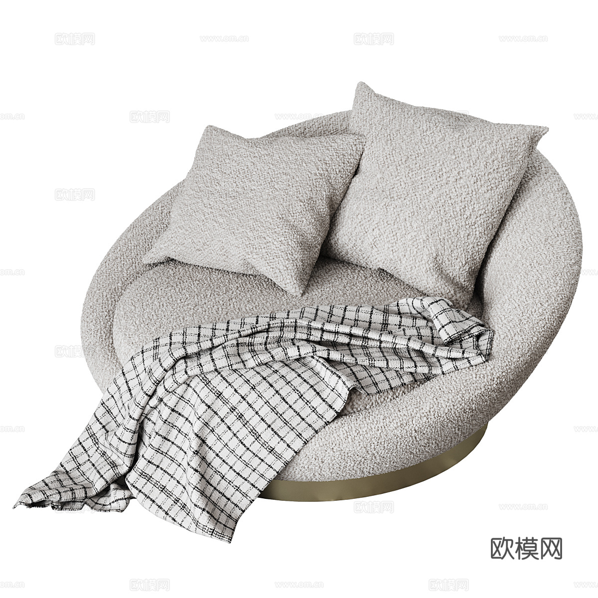 现代意式轻奢异形布艺休闲沙发3d模型