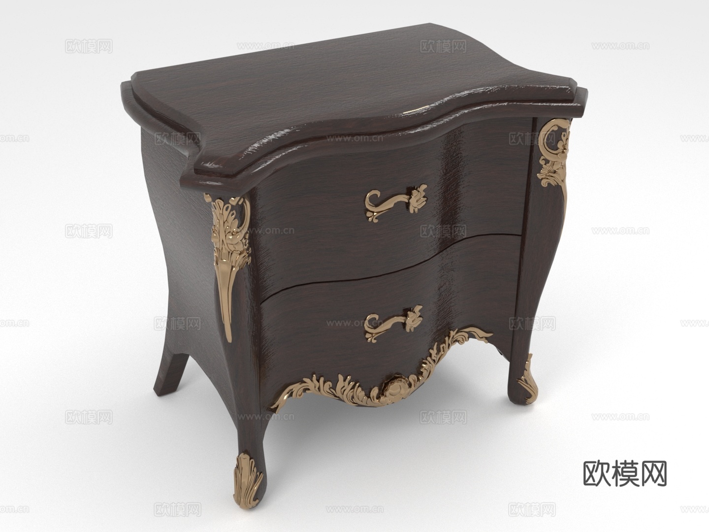 床头柜 实木柜 雕花柜 欧式柜 复古柜3d模型下载（渲染图1）