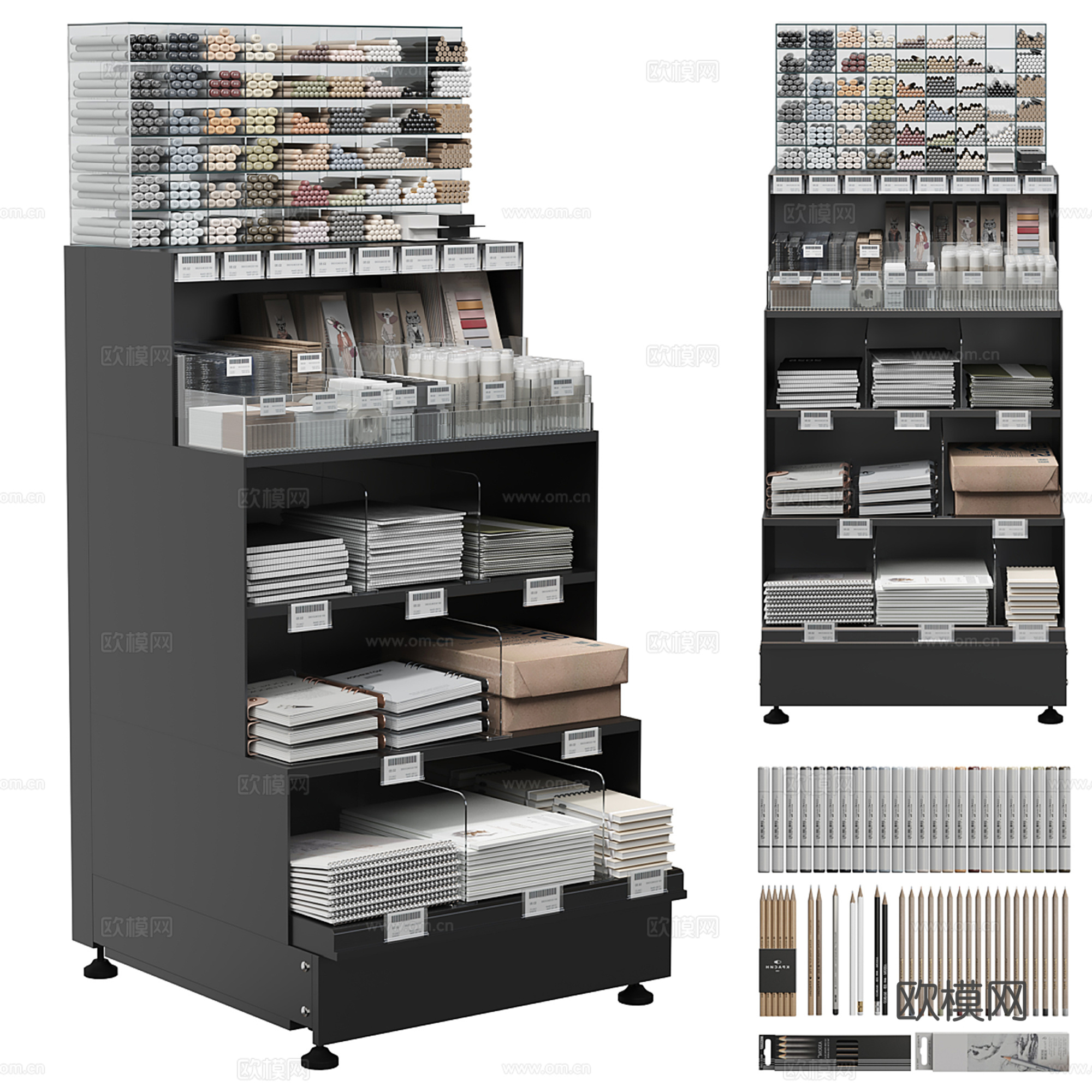 文具展柜 文具集合su模型