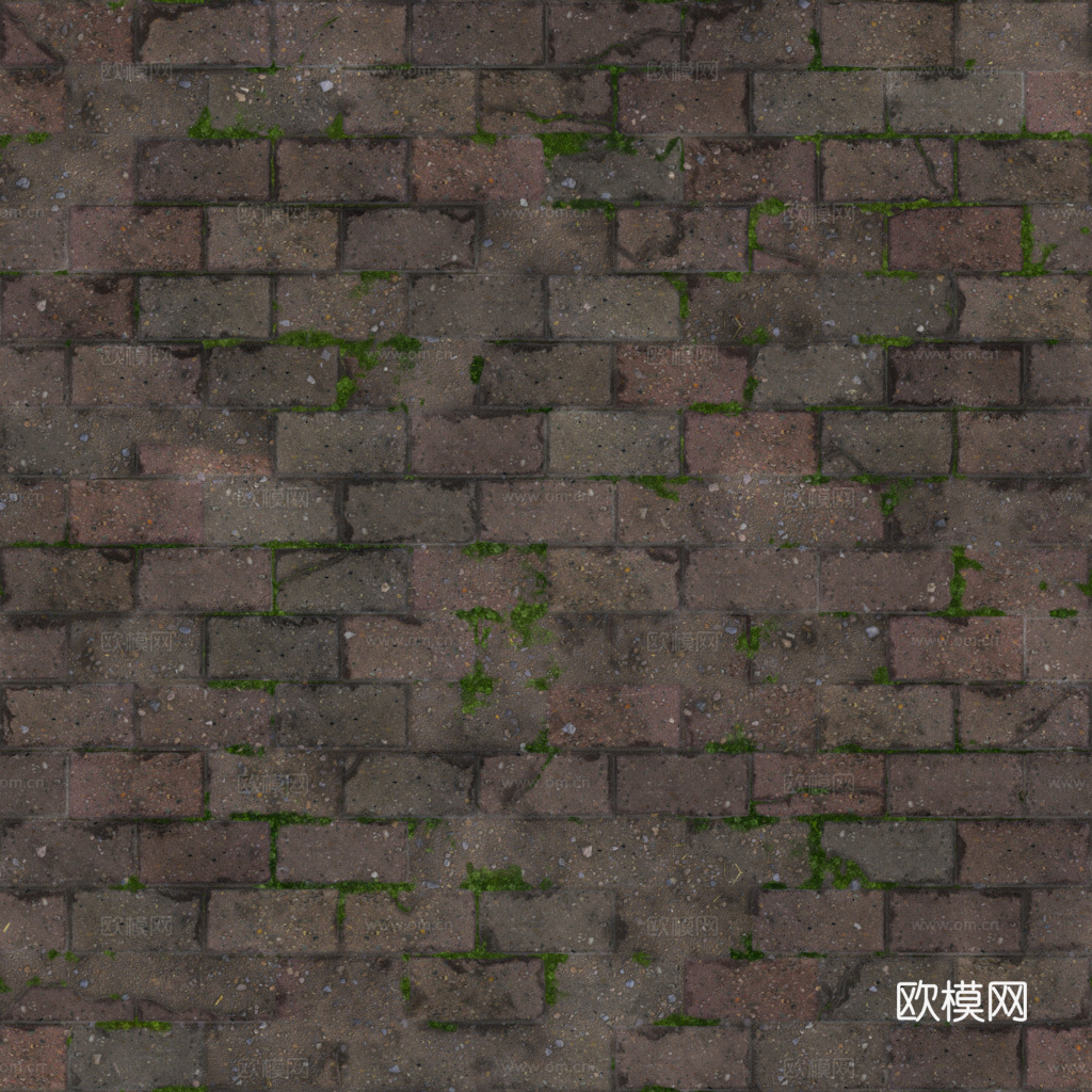 无缝破旧红砖户外砖铺路石铺路砖 PBR材质贴图 1k