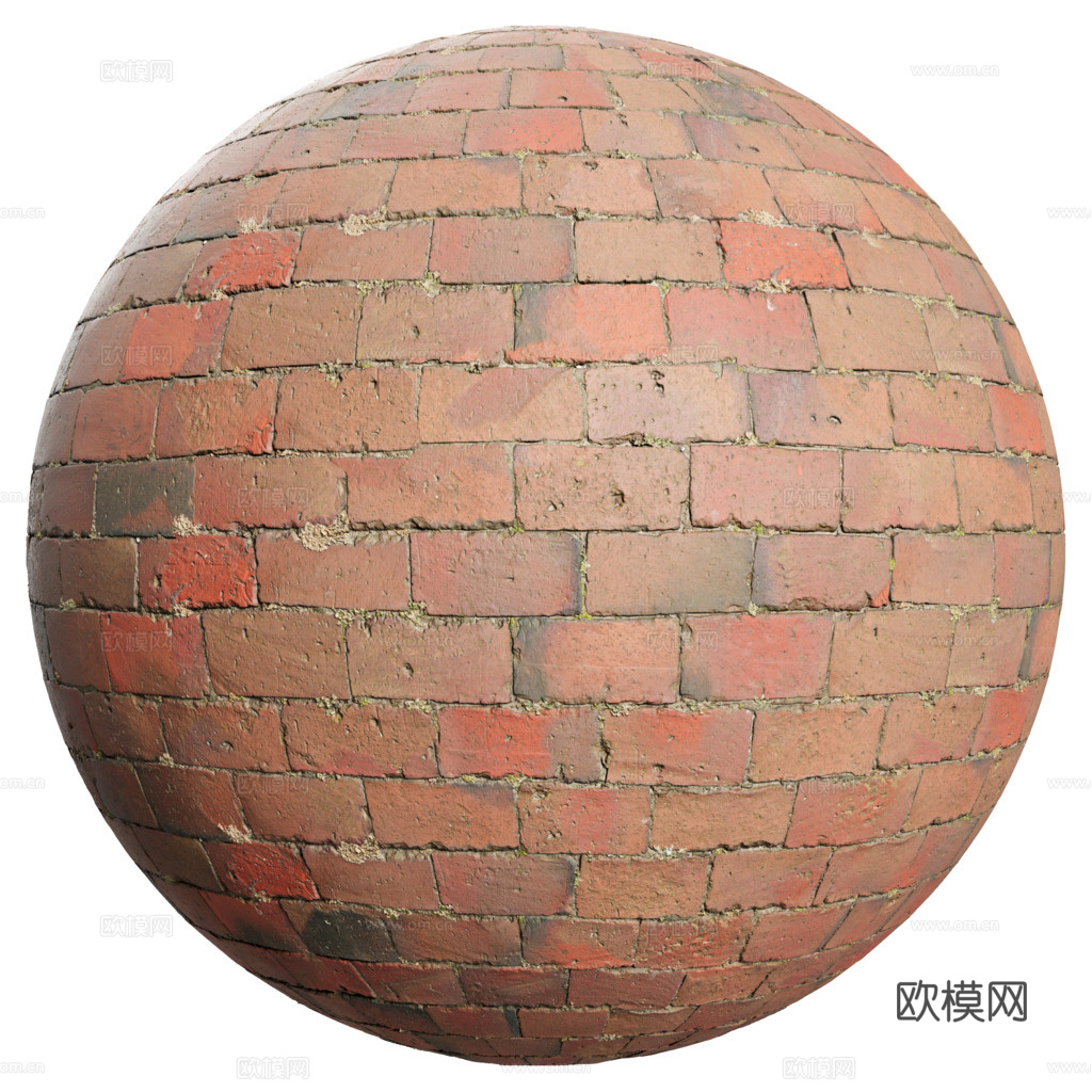无缝红砖砖墙砖地老旧红砖 PBR材质贴图 2k