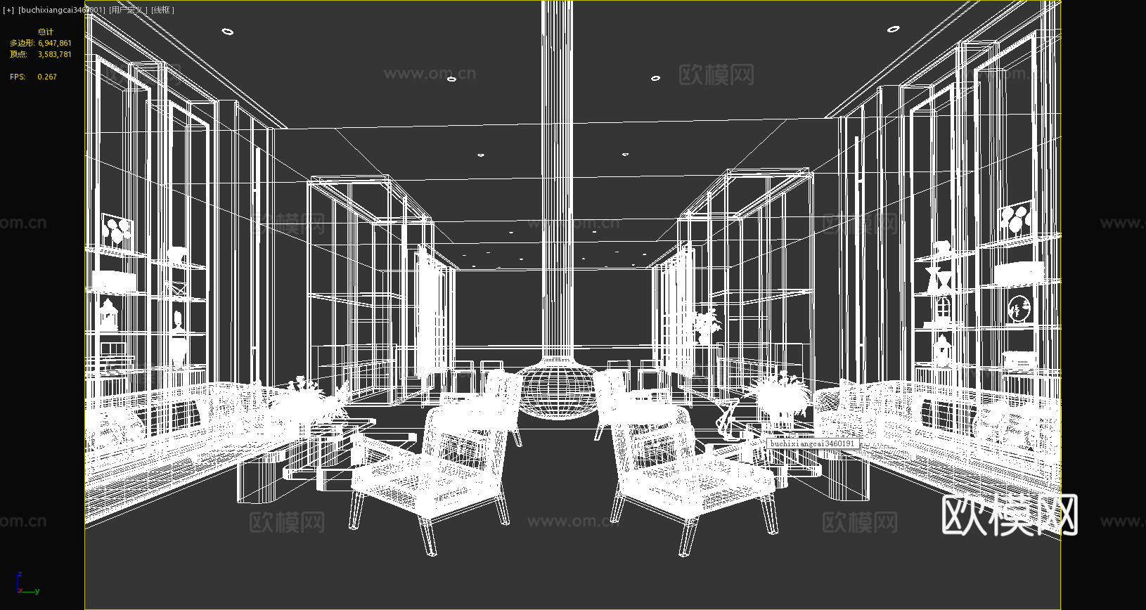 新中式售楼部 新中式会客厅 休息室 接待室 新中式沙发 单椅3d模型下载（渲染图4）
