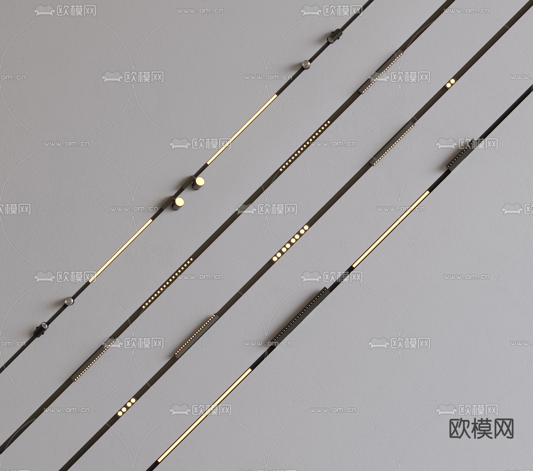 轨道射灯 嵌入磁吸灯 线性灯su模型