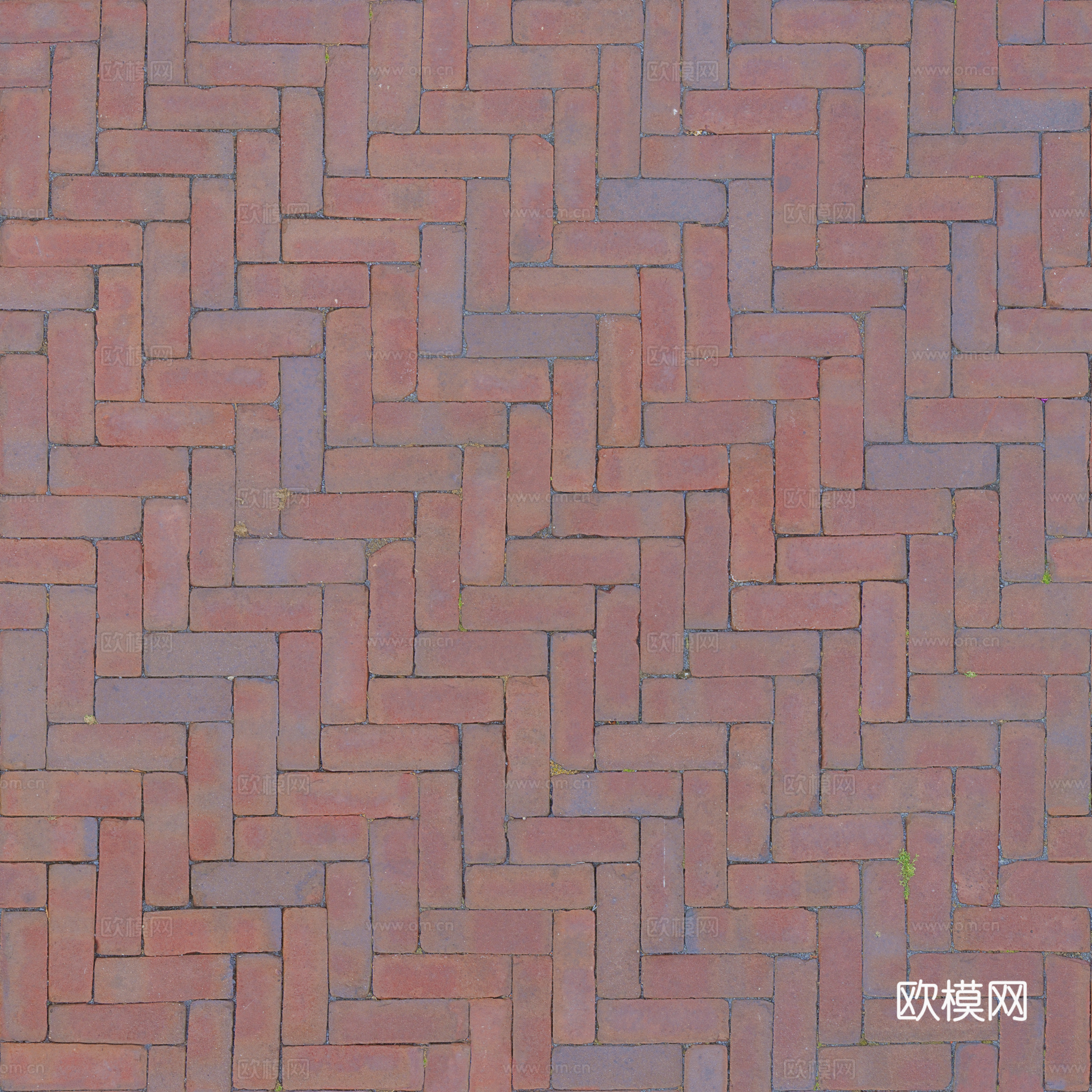 无缝红砖户外砖铺路石铺路砖 PBR材质贴图 2k