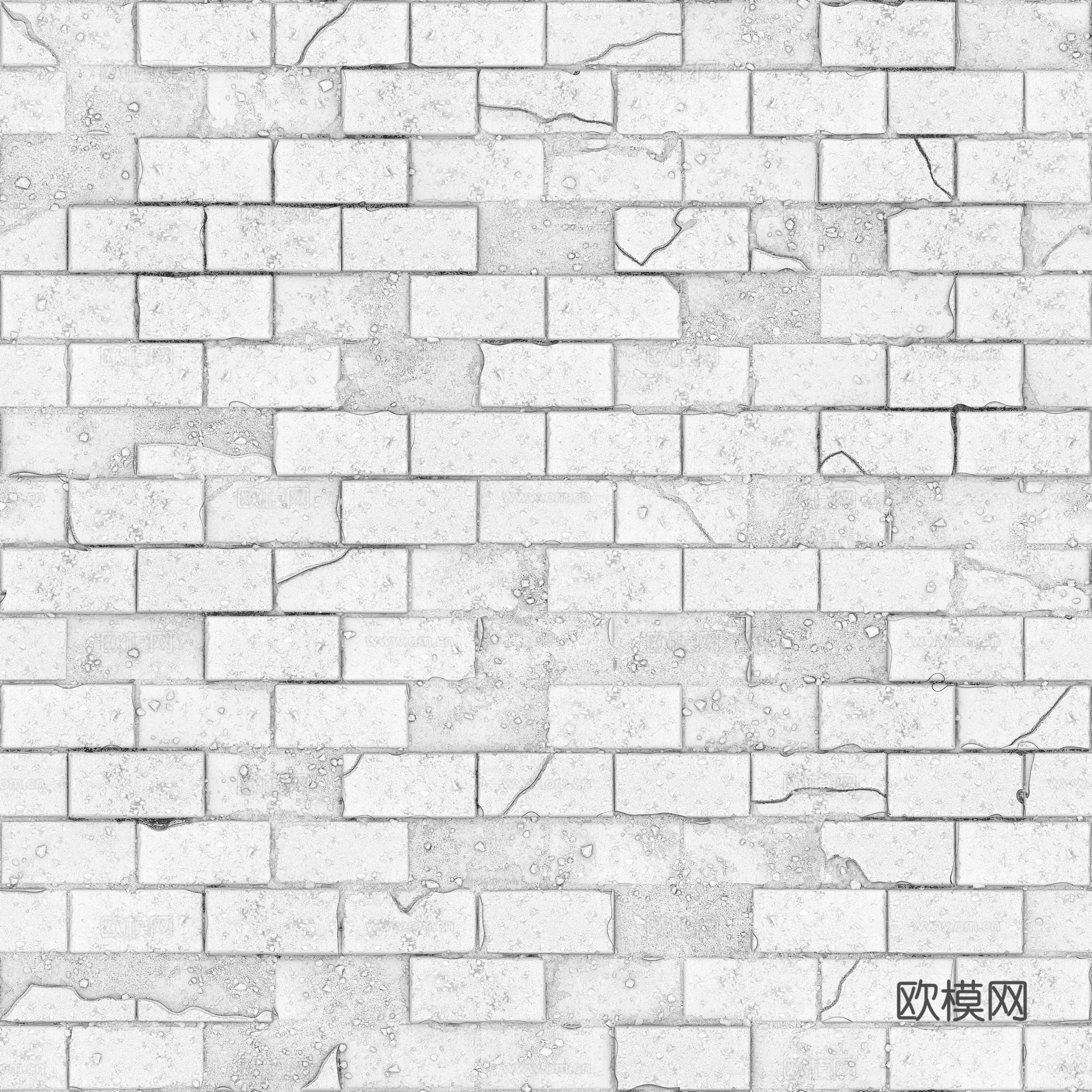 无缝破旧红砖户外砖铺路石铺路砖 PBR材质贴图 2k