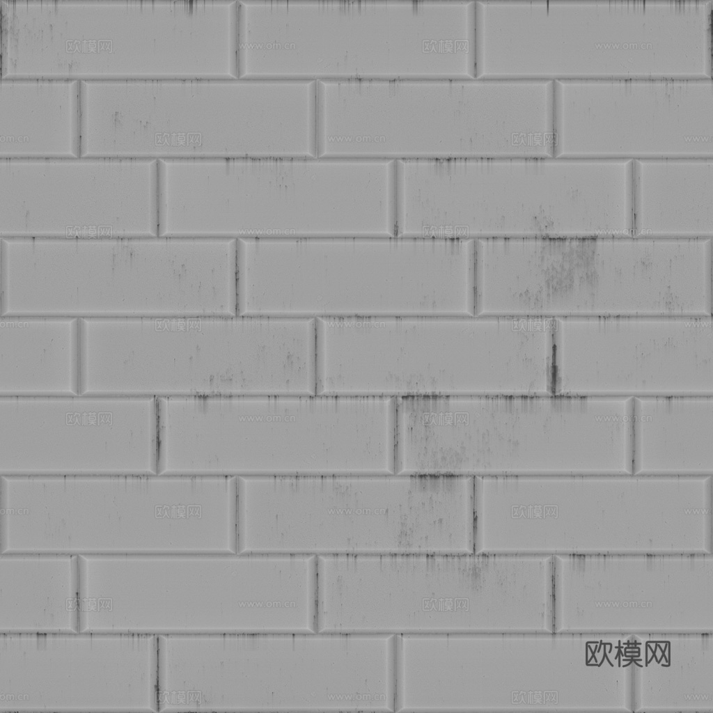 无缝灰色砖墙砖地 PBR材质贴图 1k