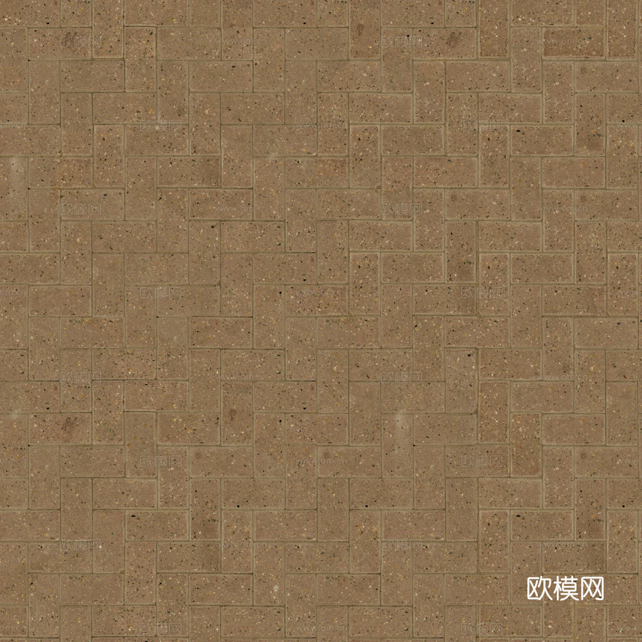 无缝土色水泥砖户外砖铺路石铺路砖 PBR材质贴图 2k