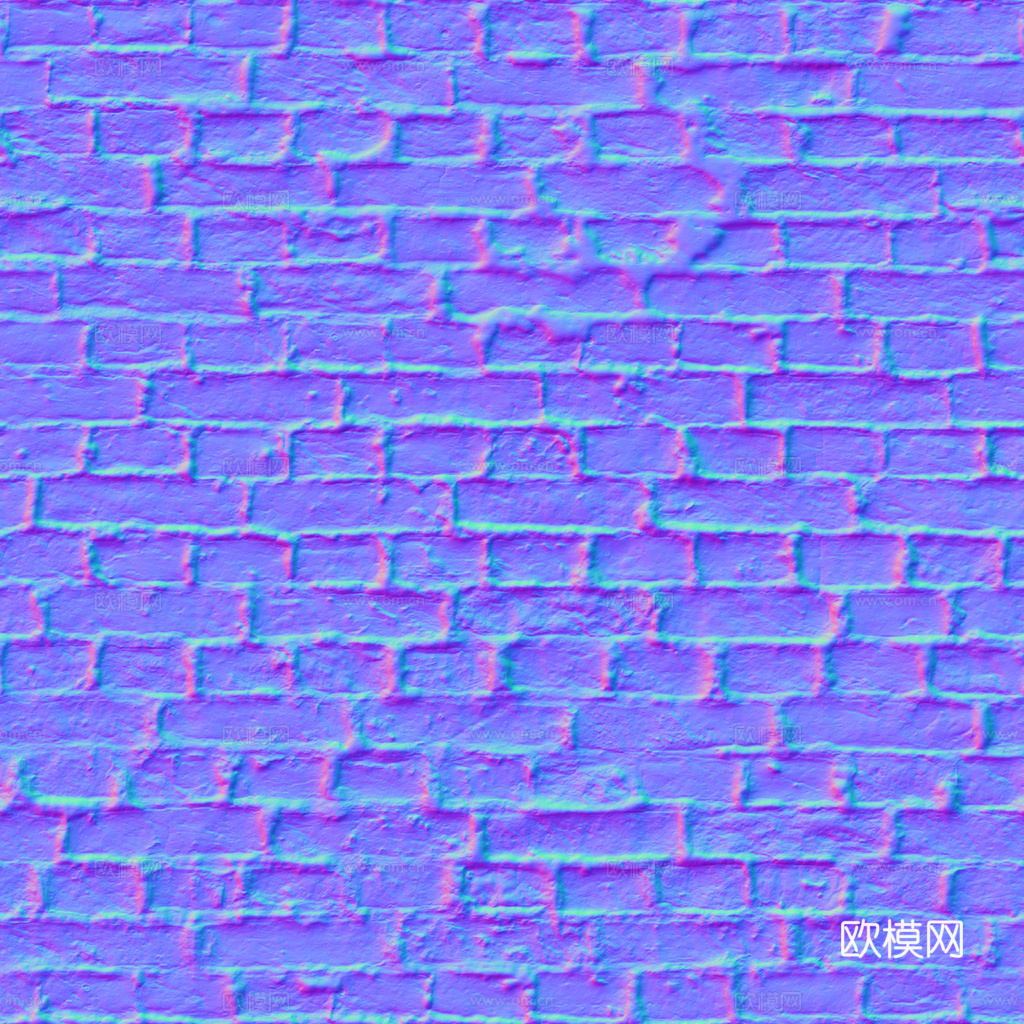 无缝破旧红砖砖墙 PBR材质贴图 1k