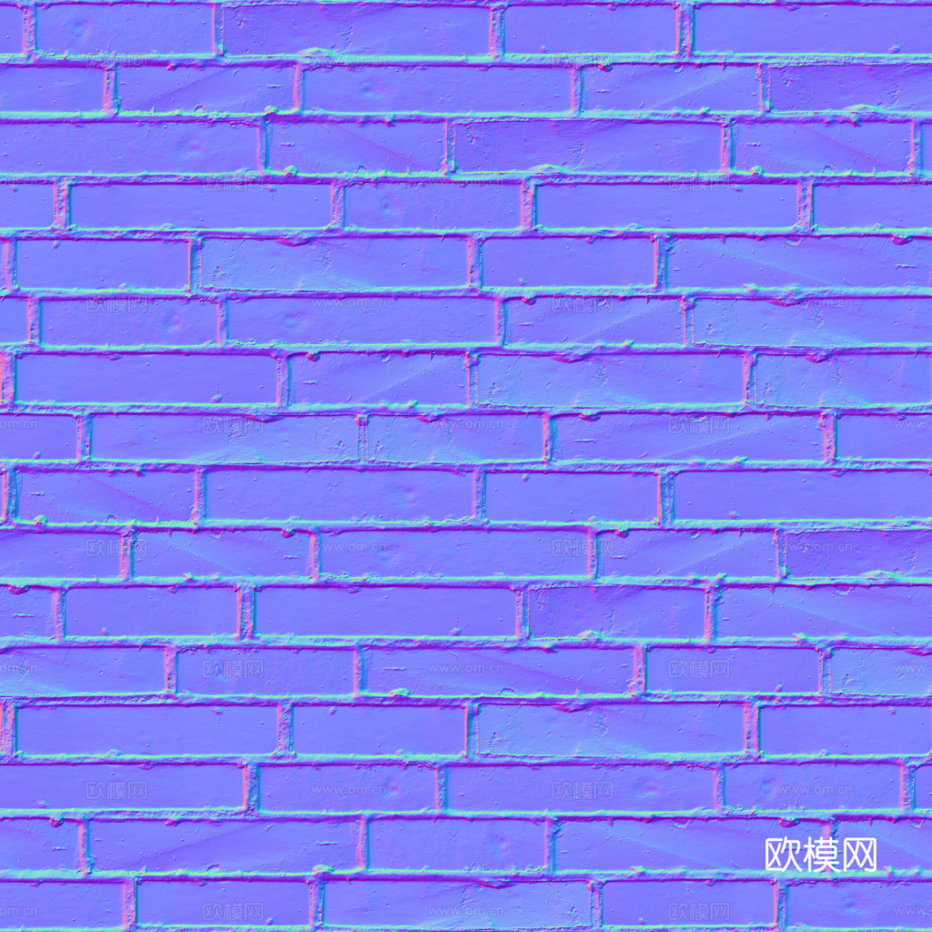 无缝灰色砖墙青砖 PBR材质贴图 1k