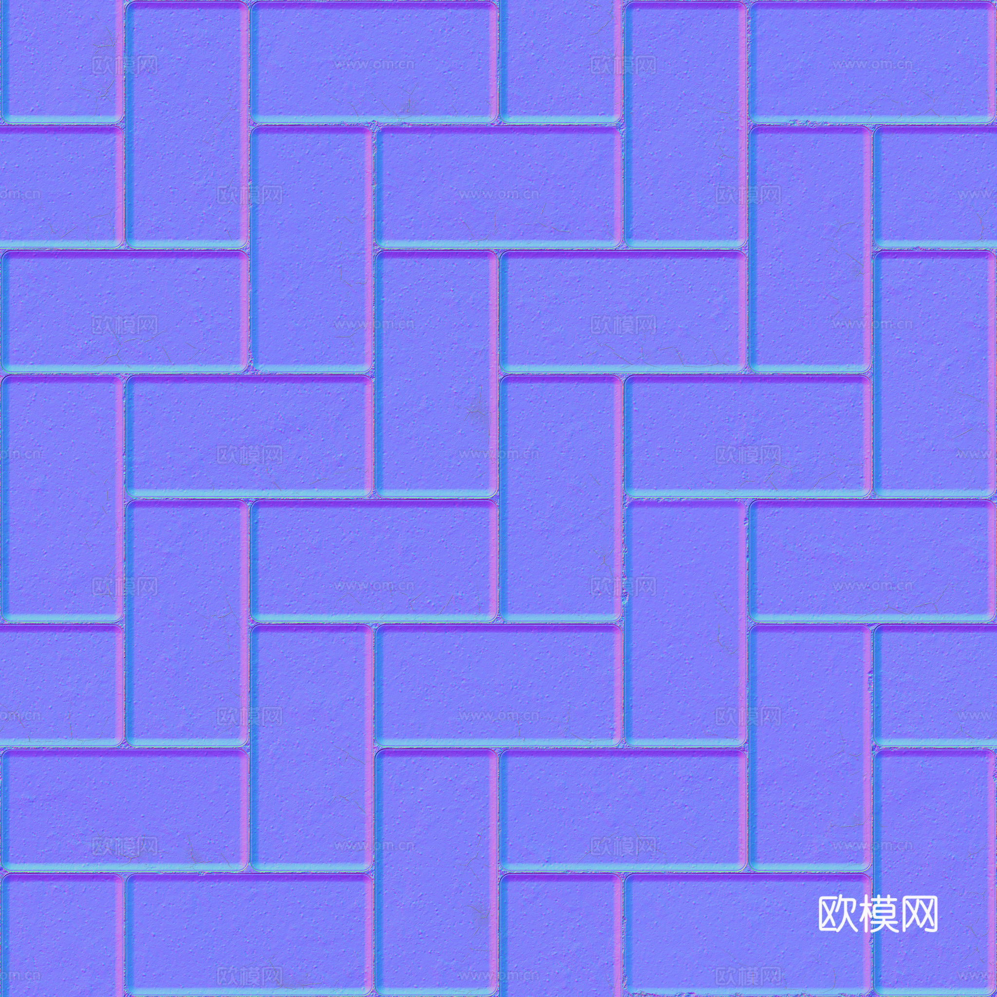 无缝青砖户外砖铺路石铺路砖 PBR材质贴图 2k