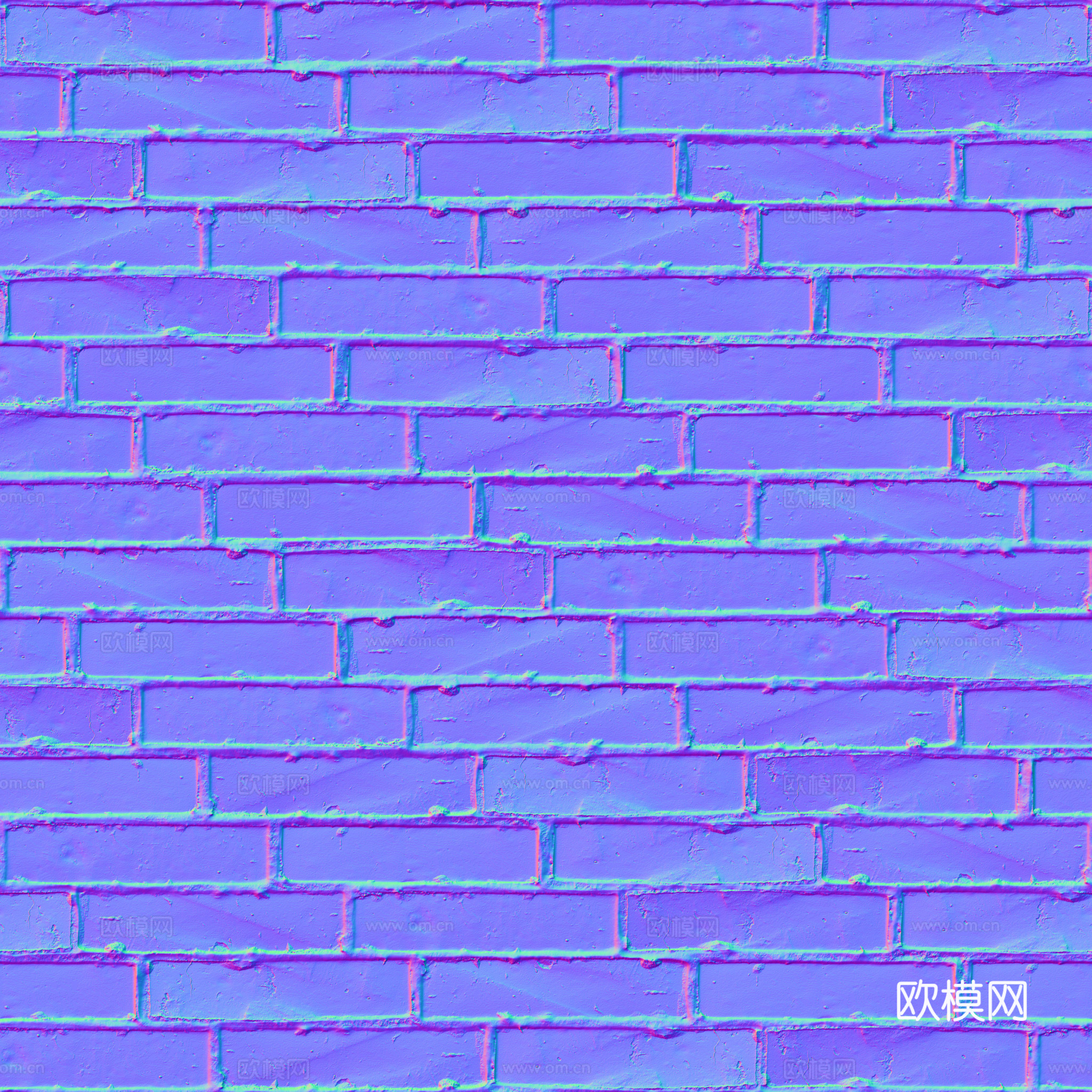 无缝黑色砖墙 PBR材质贴图 2k