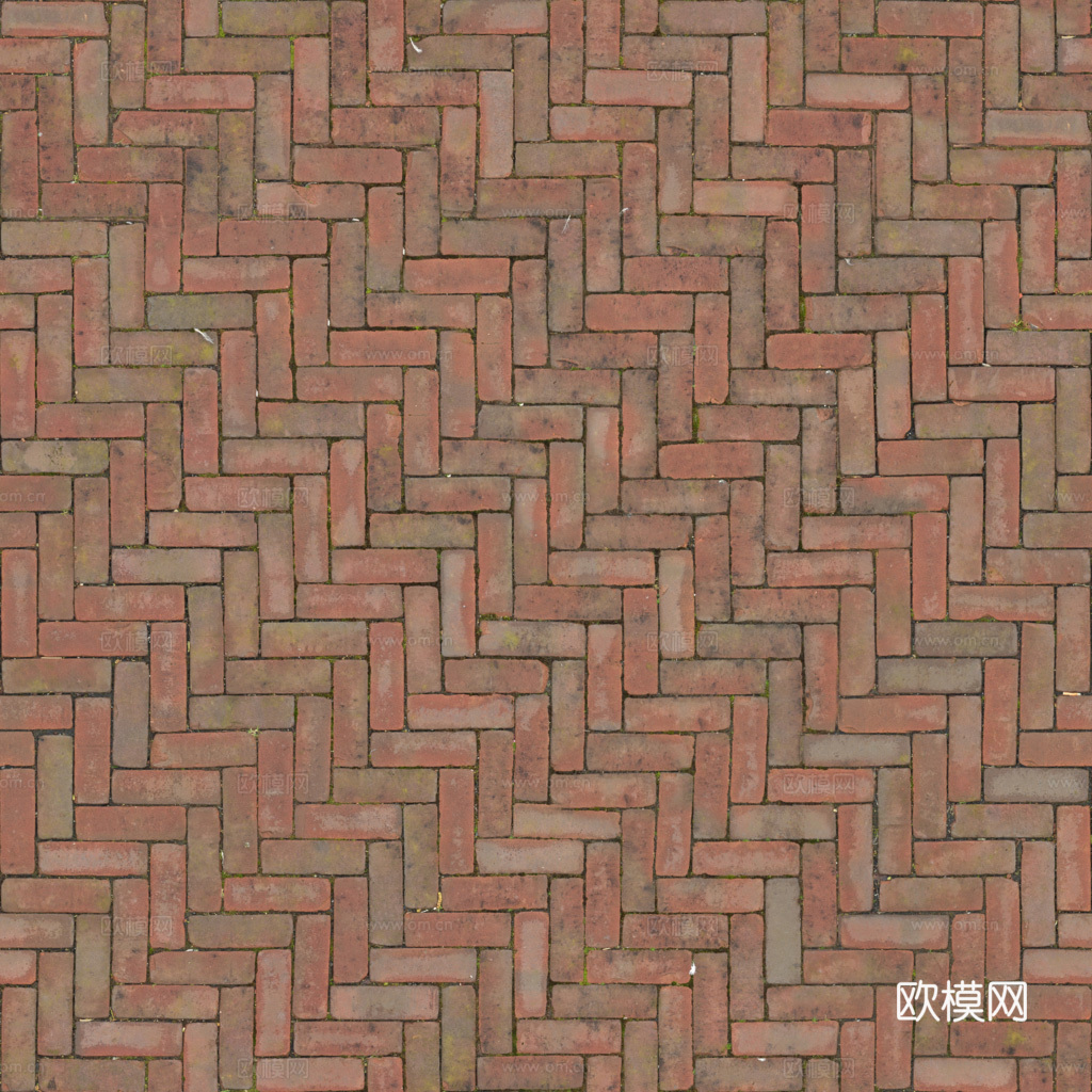 无缝红砖户外砖铺路石铺路砖 PBR材质贴图 1k