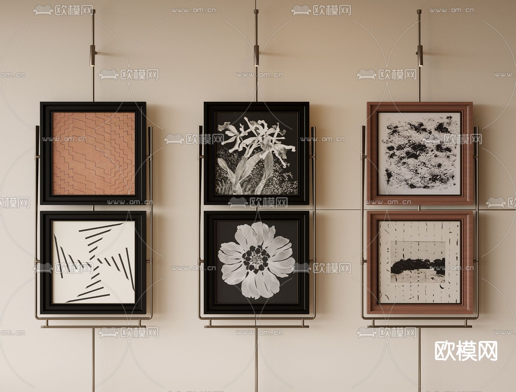 中古风装饰画su模型下载（渲染图2）