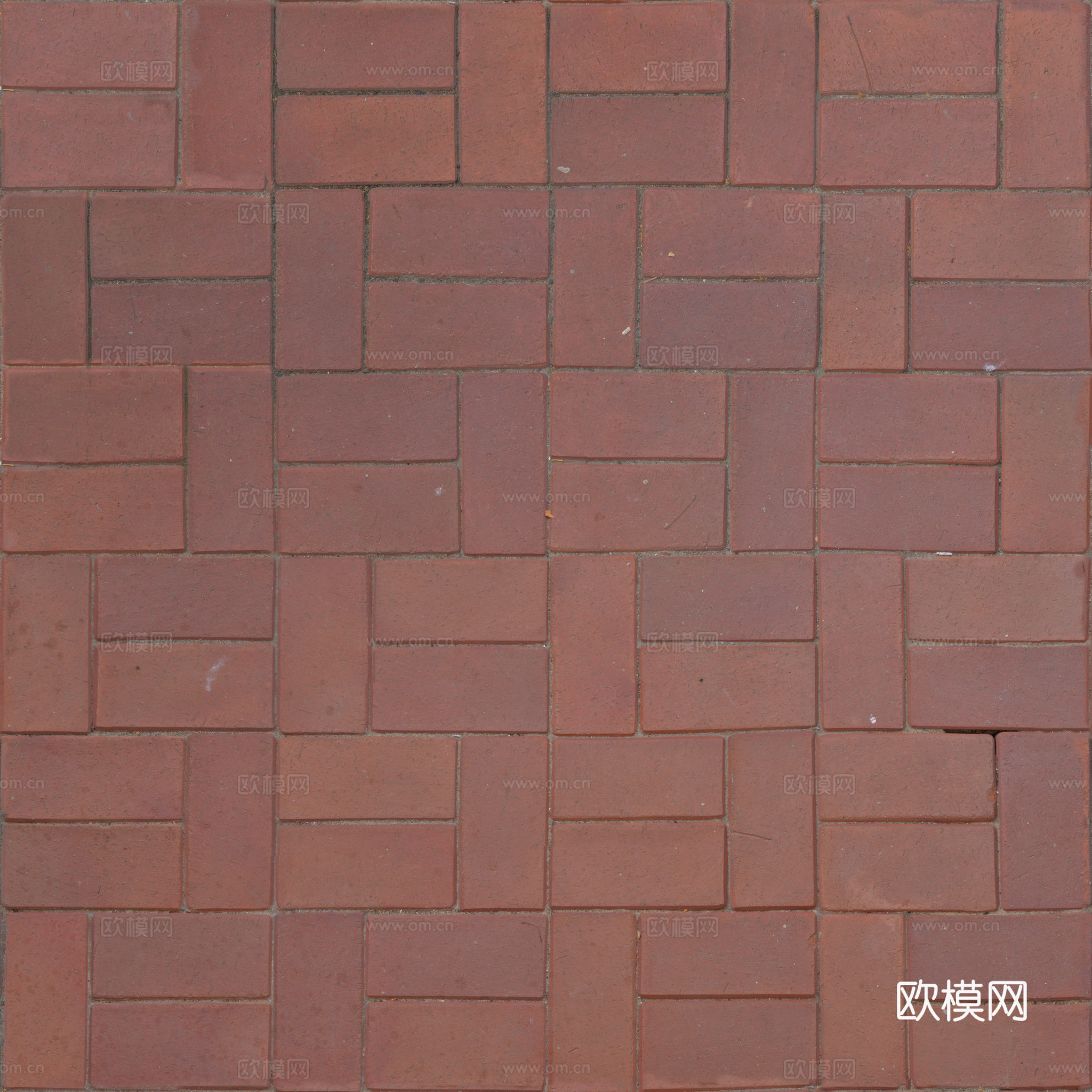 无缝红砖地砖户外砖铺路砖 PBR材质贴图 2k