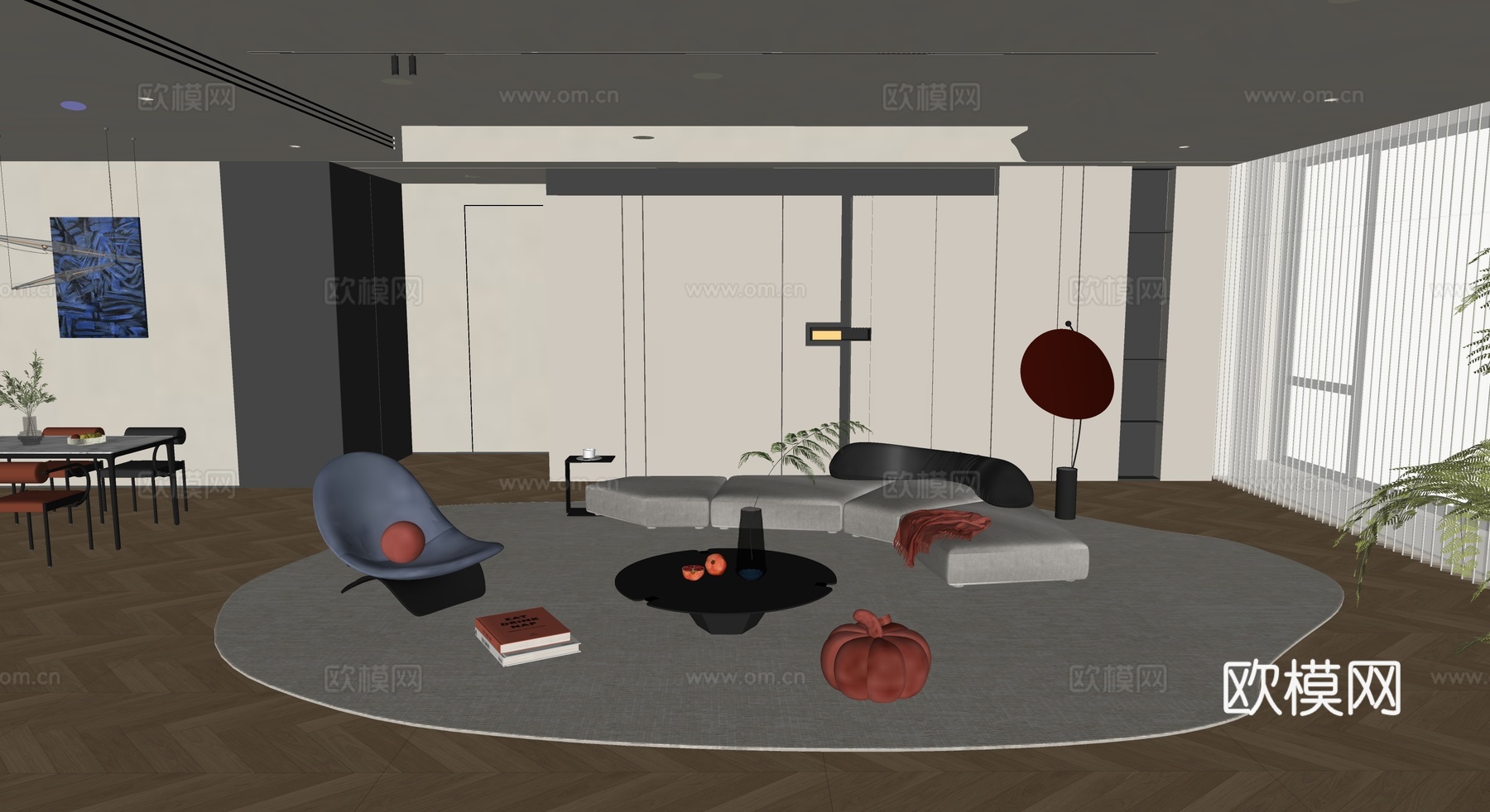现代客餐厅su模型