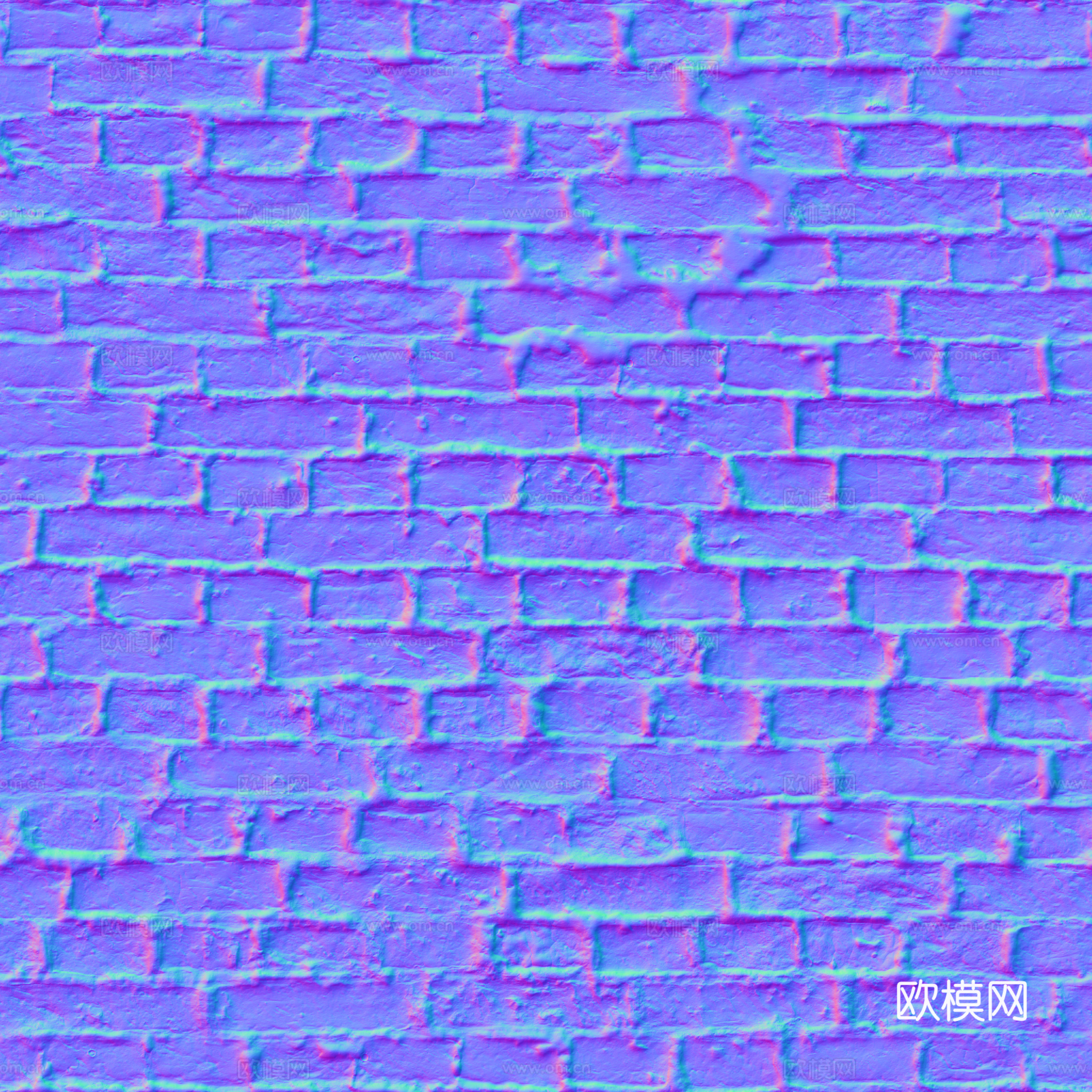 无缝破旧红砖砖墙 PBR材质贴图 2k