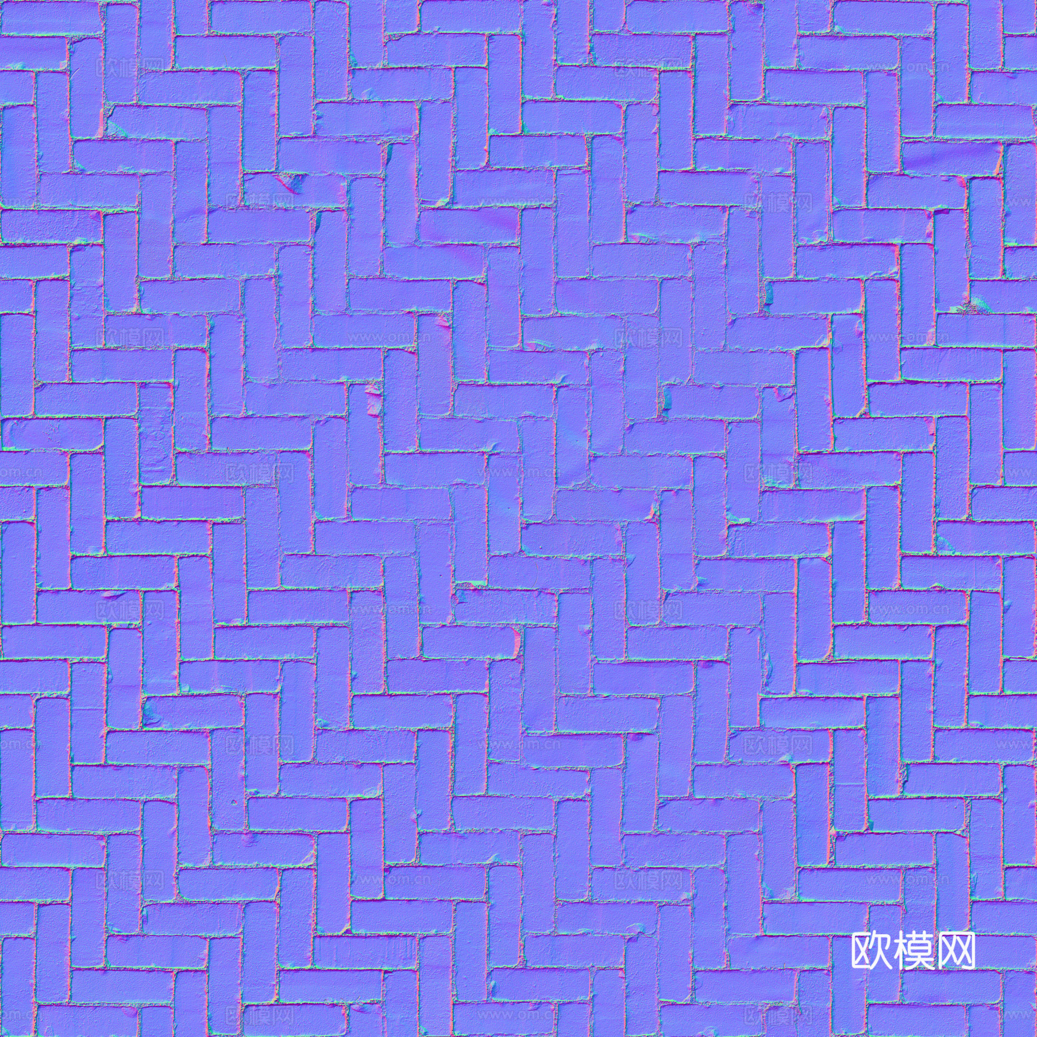 无缝红砖户外砖铺路石铺路砖 PBR材质贴图 2k