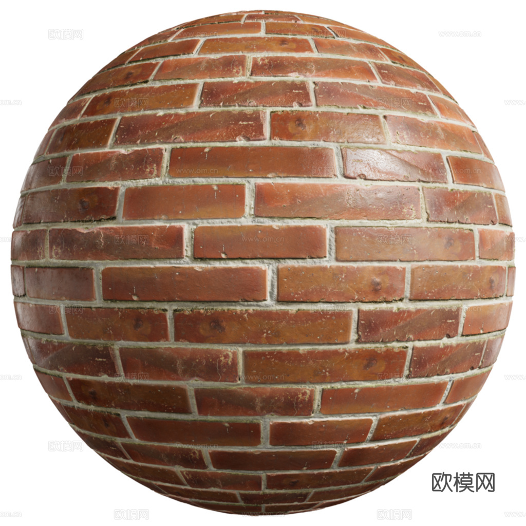无缝老旧红砖砖墙 PBR材质贴图 1k