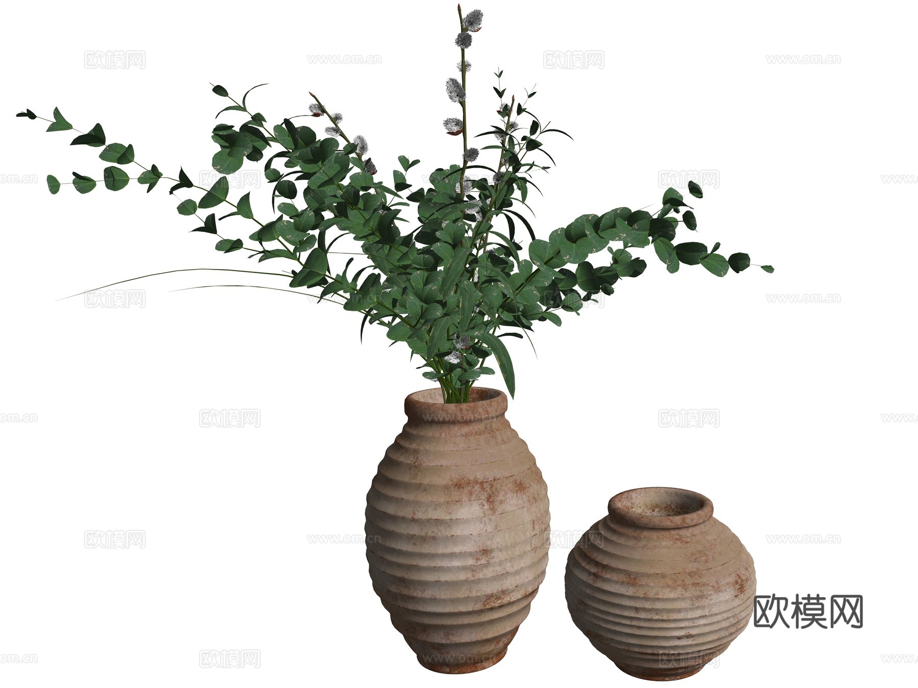 现代花瓶花艺植物装饰摆件su模型