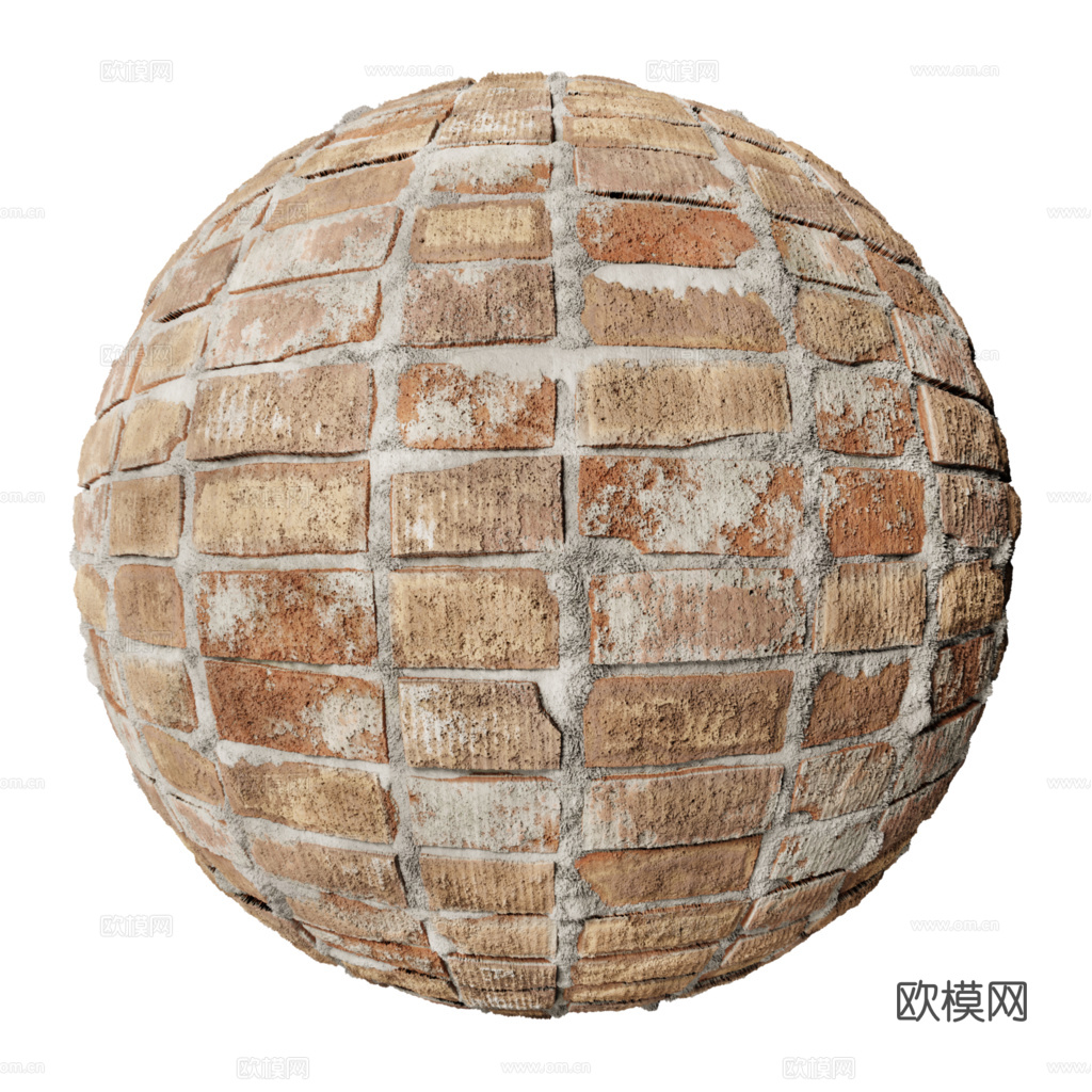 无缝破旧红砖砖墙 PBR材质贴图 2k