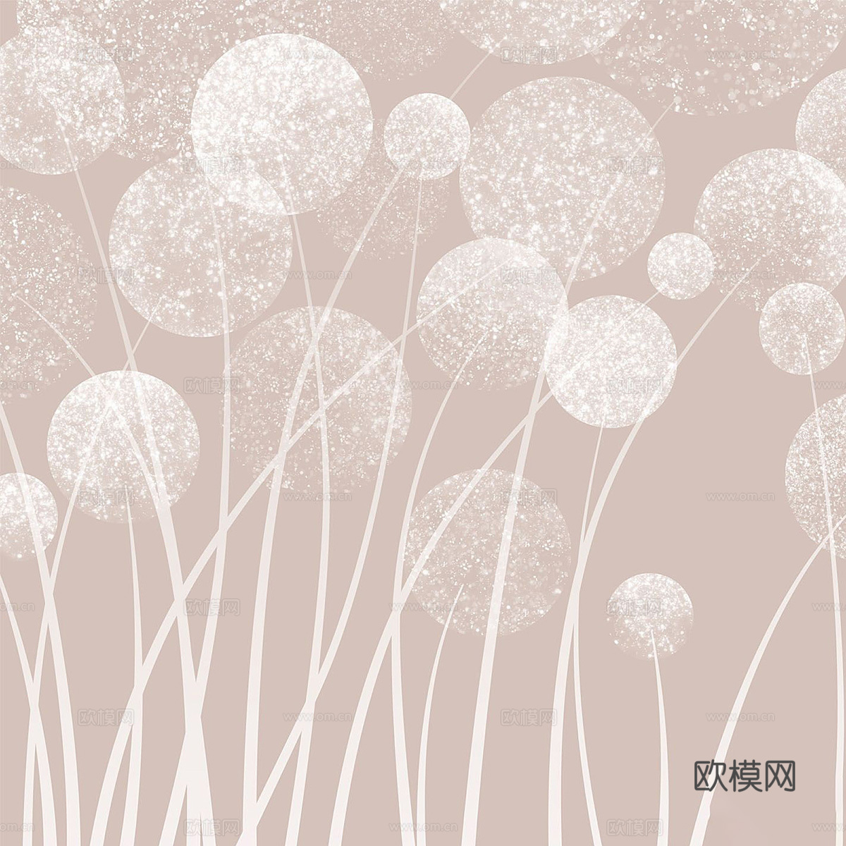 现代儿童房蒲公英墙布 壁画 墙纸3d模型下载（渲染图4）