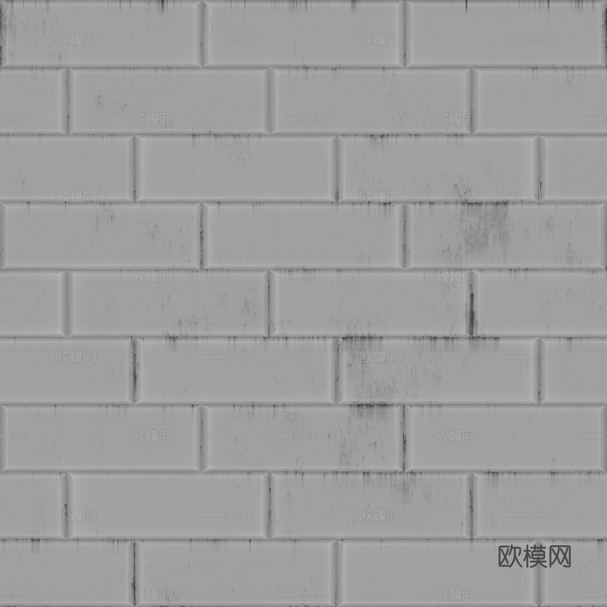 无缝灰色砖墙砖地 PBR材质贴图 2k