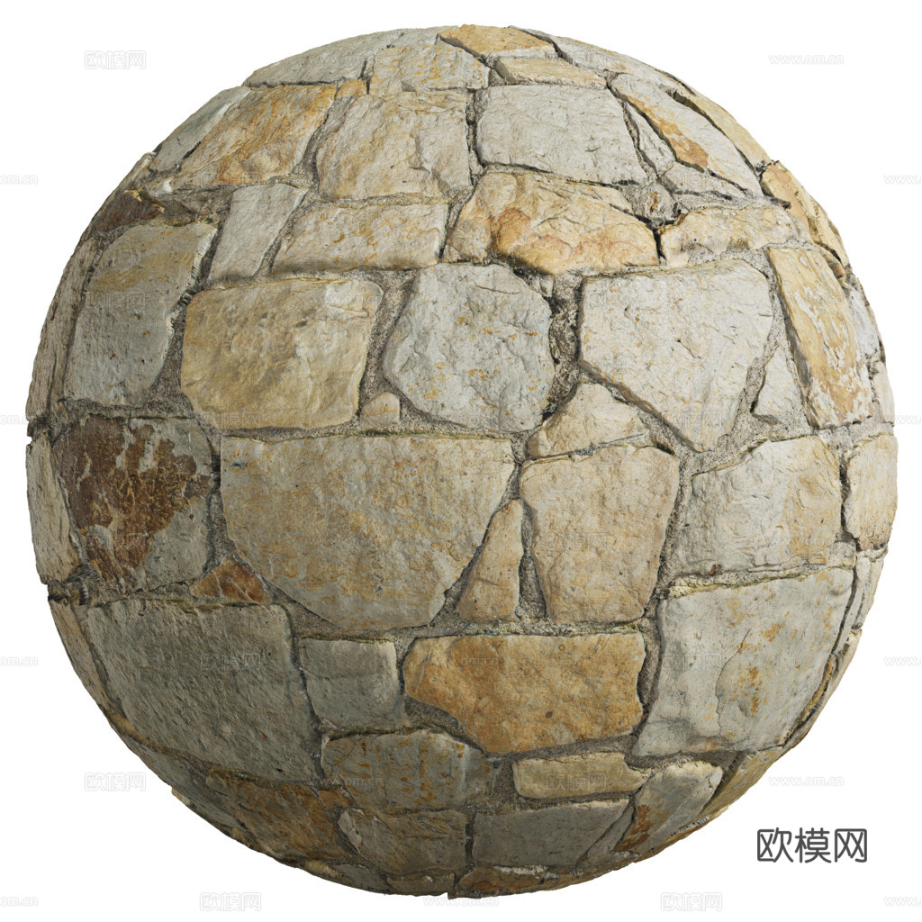 无缝石墙石地 PBR材质贴图 1k