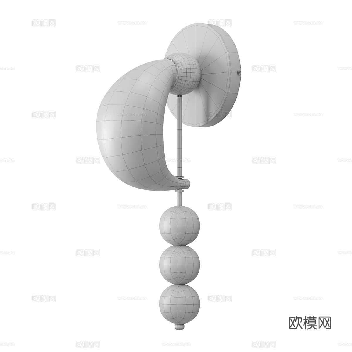 新古典金属玻璃装饰壁灯3d模型