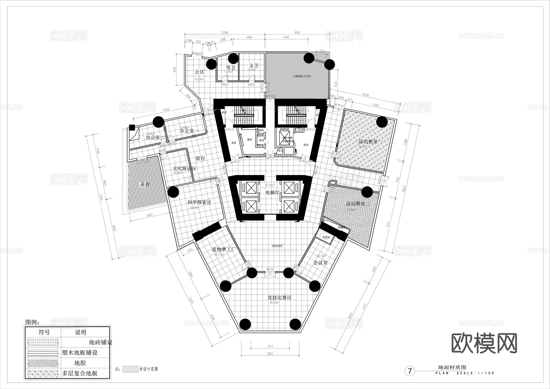 青少年活动中心施工图cad施工图