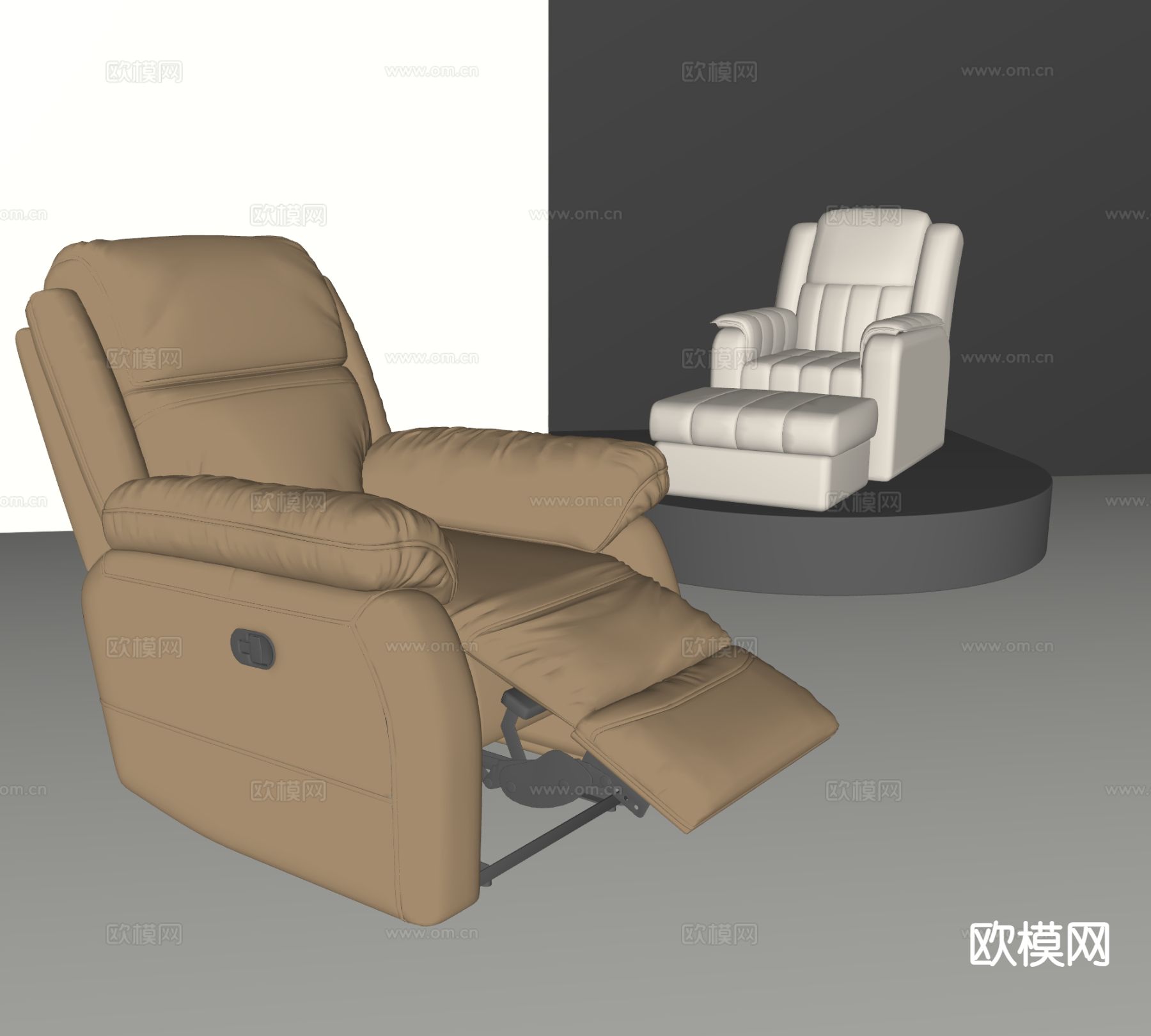 现代皮革按摩椅su模型下载（渲染图1）