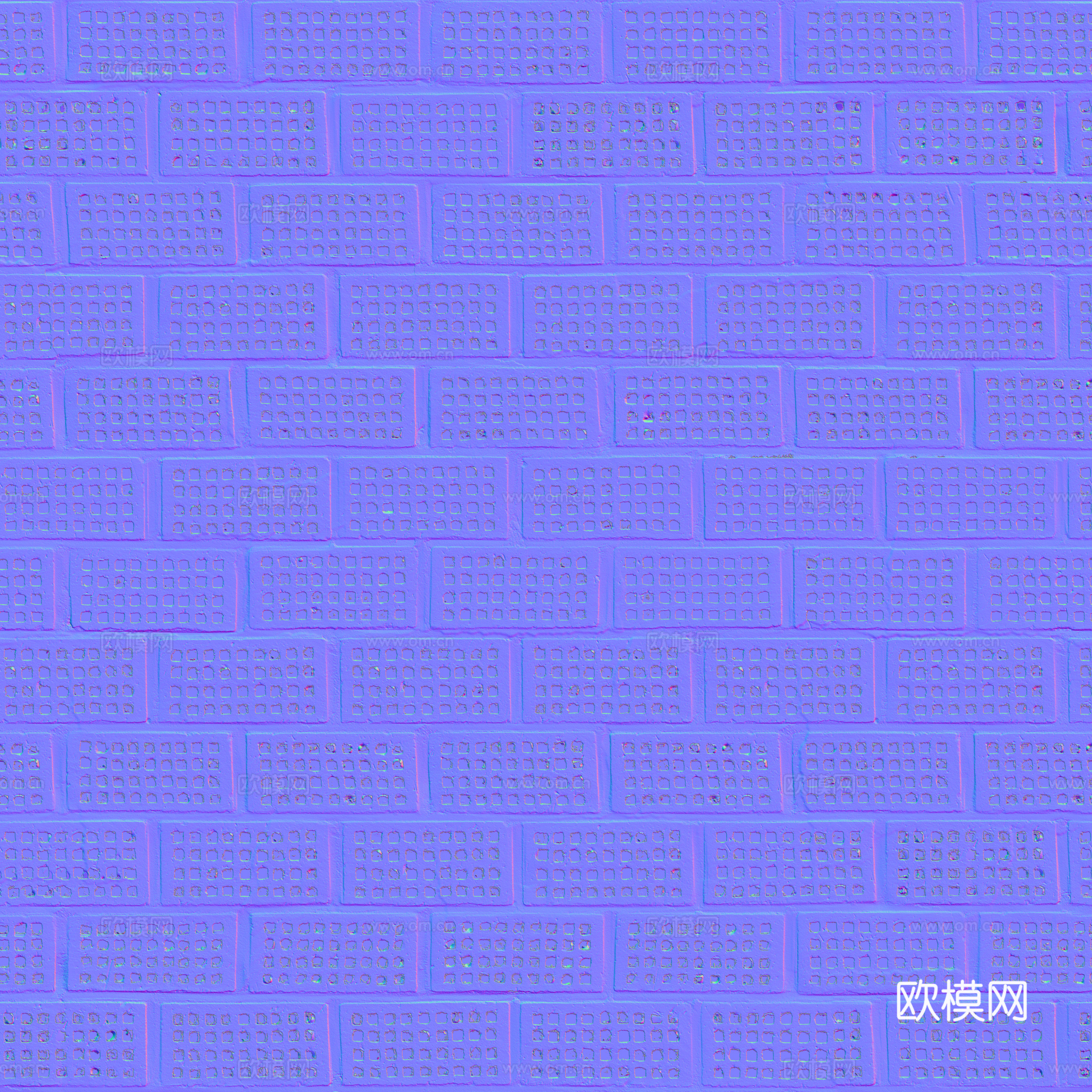 无缝红砖砖墙空心砖 PBR材质贴图 2k