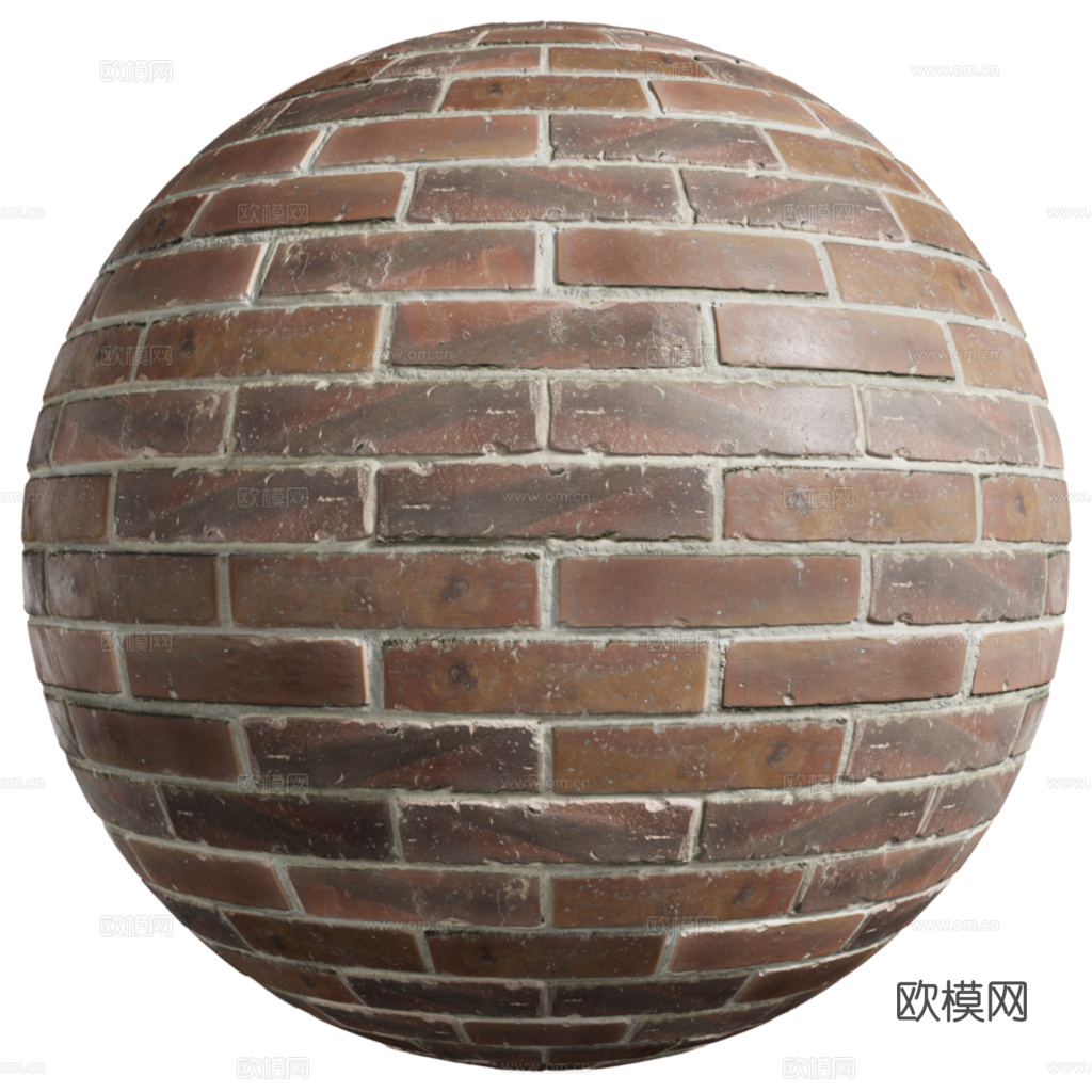 无缝老旧红砖砖墙 PBR材质贴图 2k