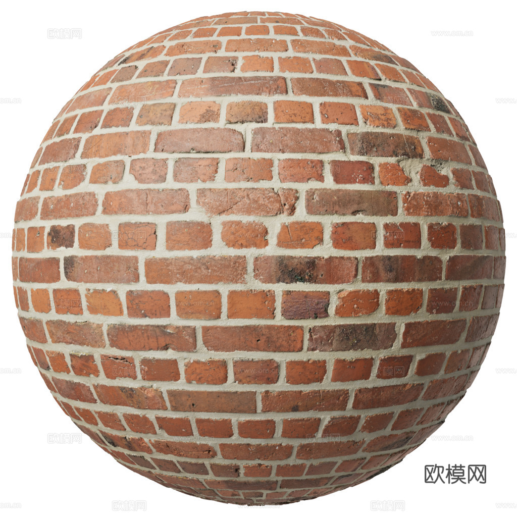 无缝红砖砖墙老旧红砖 PBR材质贴图 2k