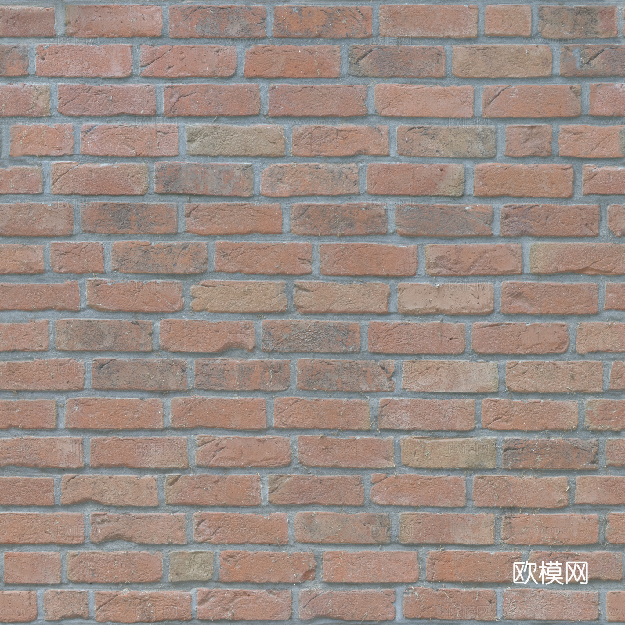 无缝老旧红砖墙砖户外砖 PBR材质贴图 2k