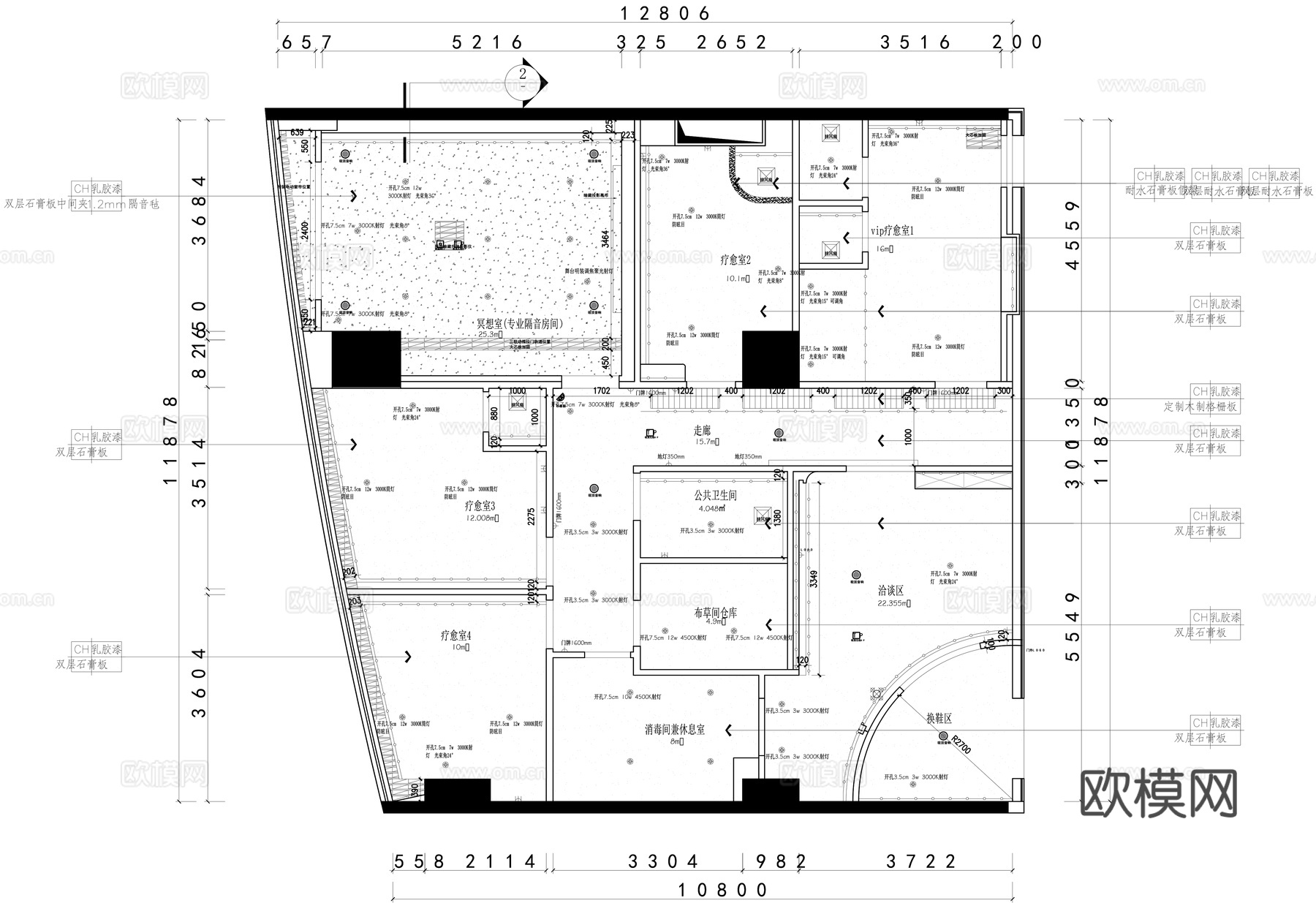 SPA按摩店施工图cad施工图